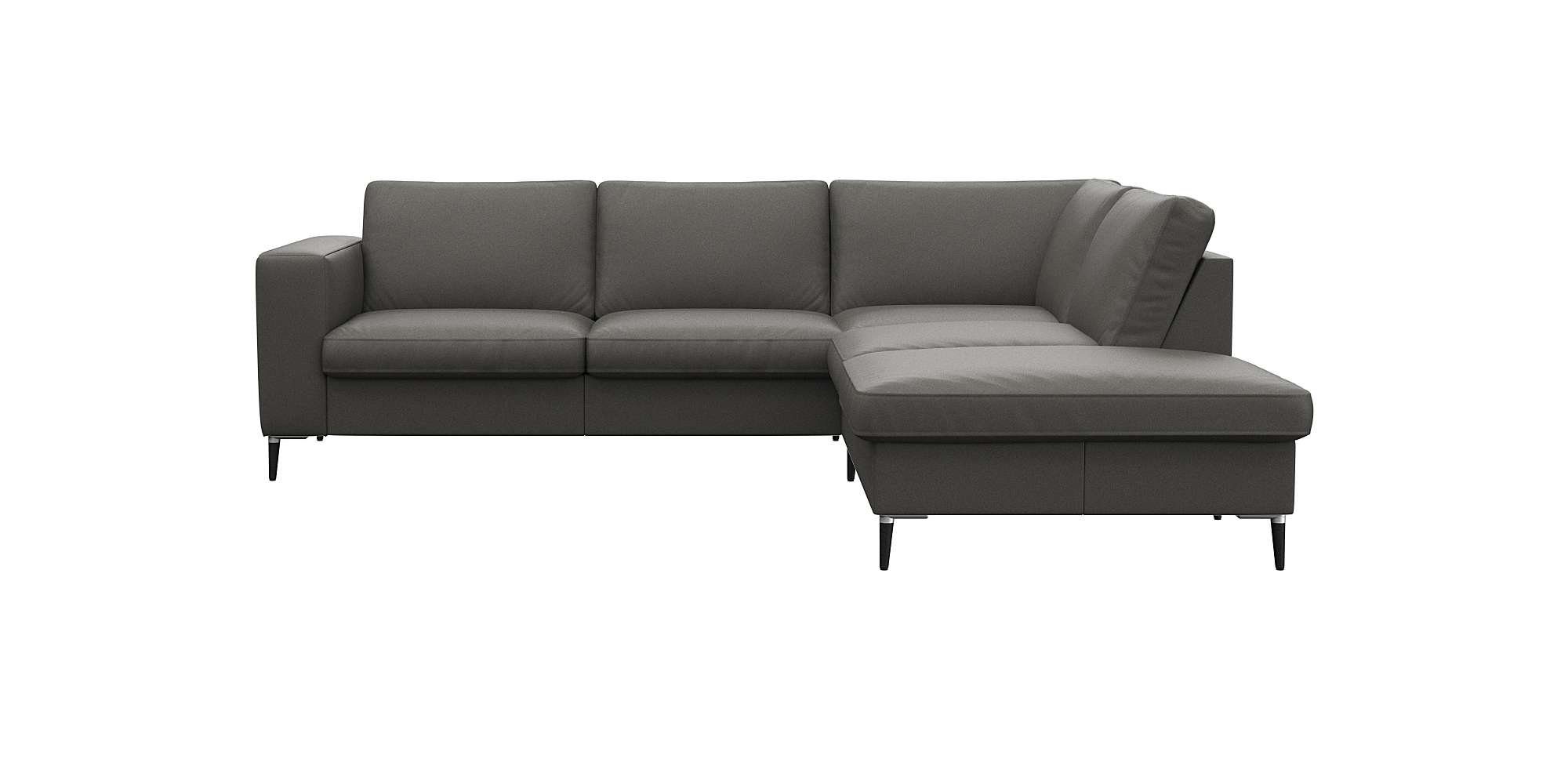 FLEXLUX Ecksofa Fiore, bequem und komfortabel, zeitlos, L-Form, breite Armlehnen, Füße Alu/schwarz, B/T 241/225 cm, Kaltschaum im Sitz