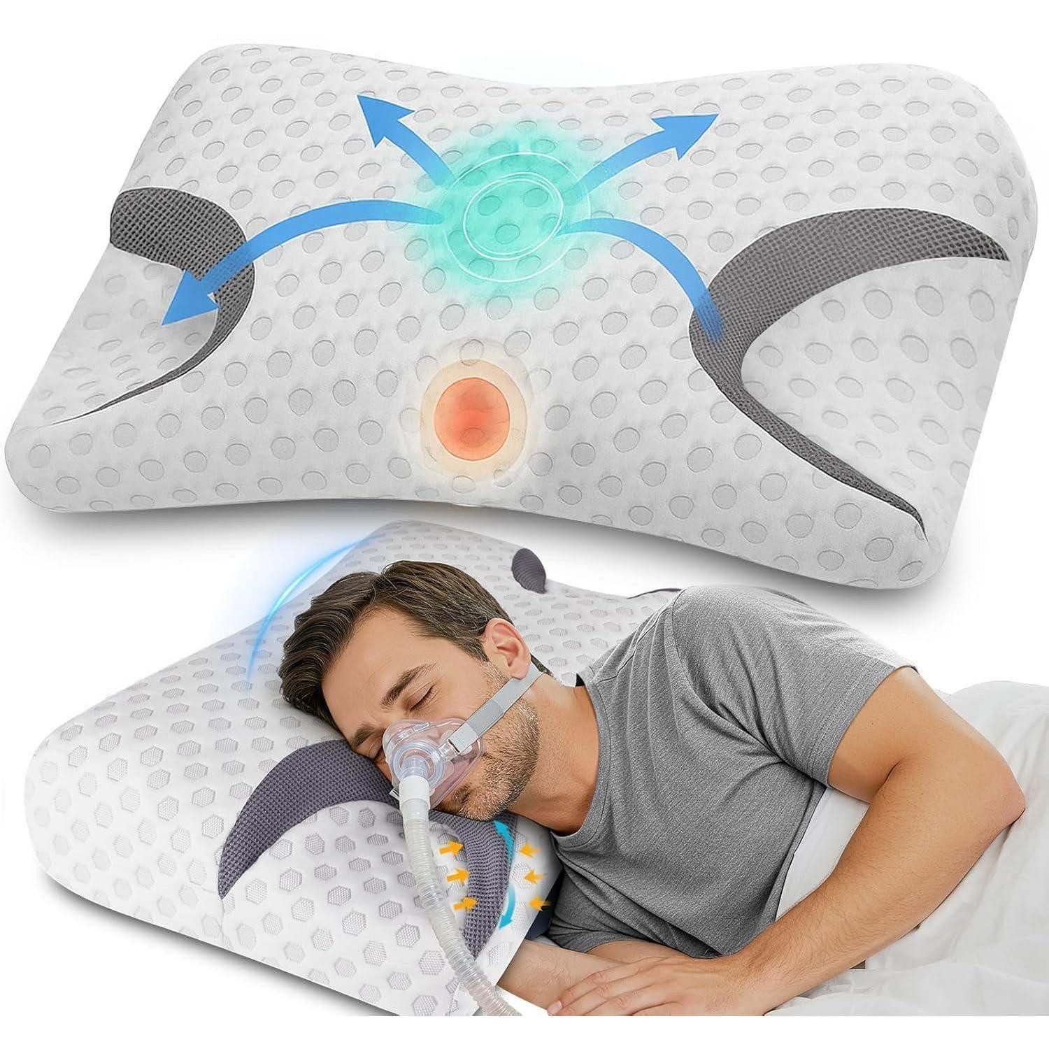 LuxusKollektion Anti-Schnarch Kissen CPAP-Kissen Memory Foam für Seitenschläfer Schlafapnoe Maskenbenutzer