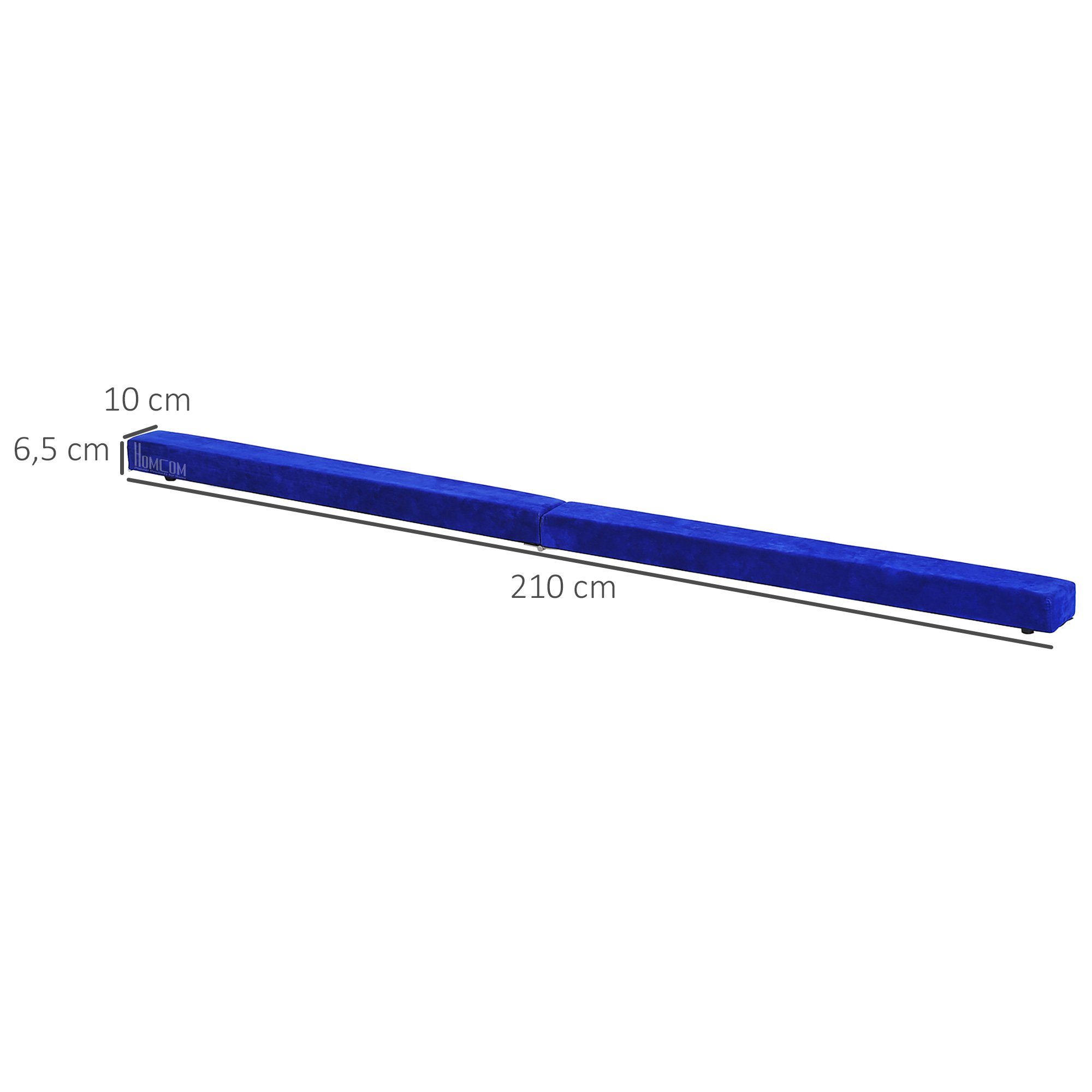 HOMCOM Balancetrainer Balance Beam Klappbarer Turnbalken Balancierbalken bis 120 kg Blau, 210L x 10B x 6.5H cm