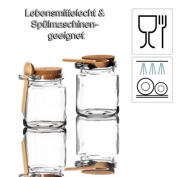 BigDean Gewürzbehälter 6x Gewürzgläser mit Löffel Luftdichter Korkverschluss Gewürzglas G, Glas. Kork, (6-tlg)