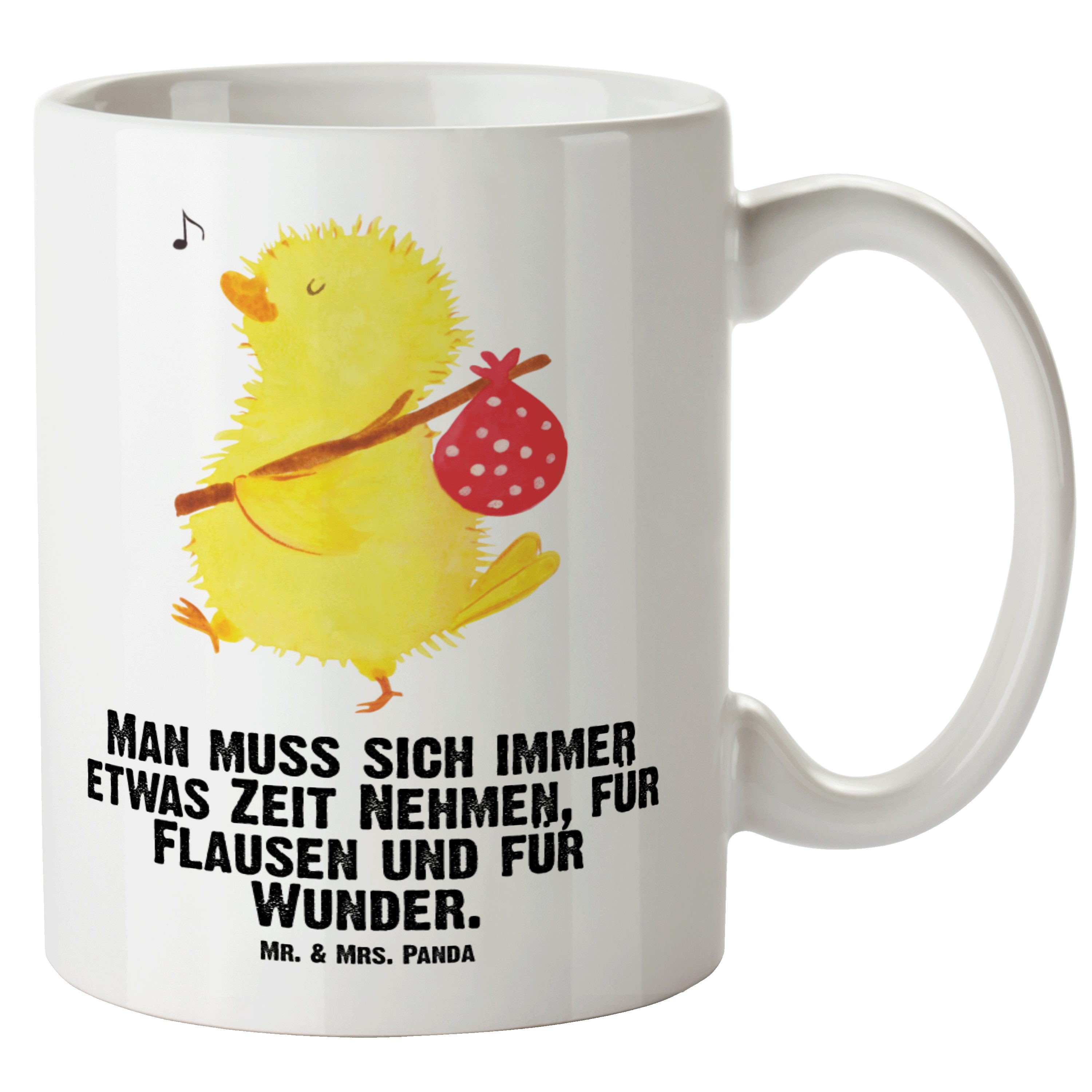 Mr. & Mrs. Panda Tasse Küken Wanderer - Weiß - Geschenk, Große Tasse, Geschenk zu Ostern, Wu, XL Tasse Keramik