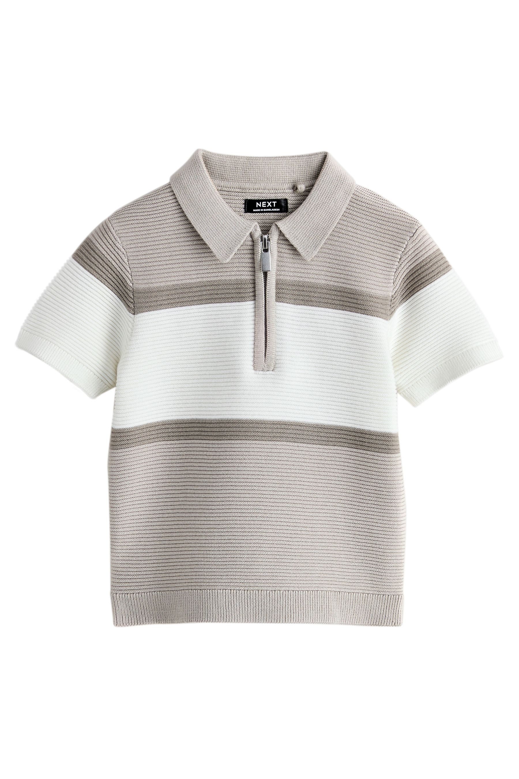 Polokragenpullover Strick-Poloshirt mit RV-Kragen + Farbblock-Design