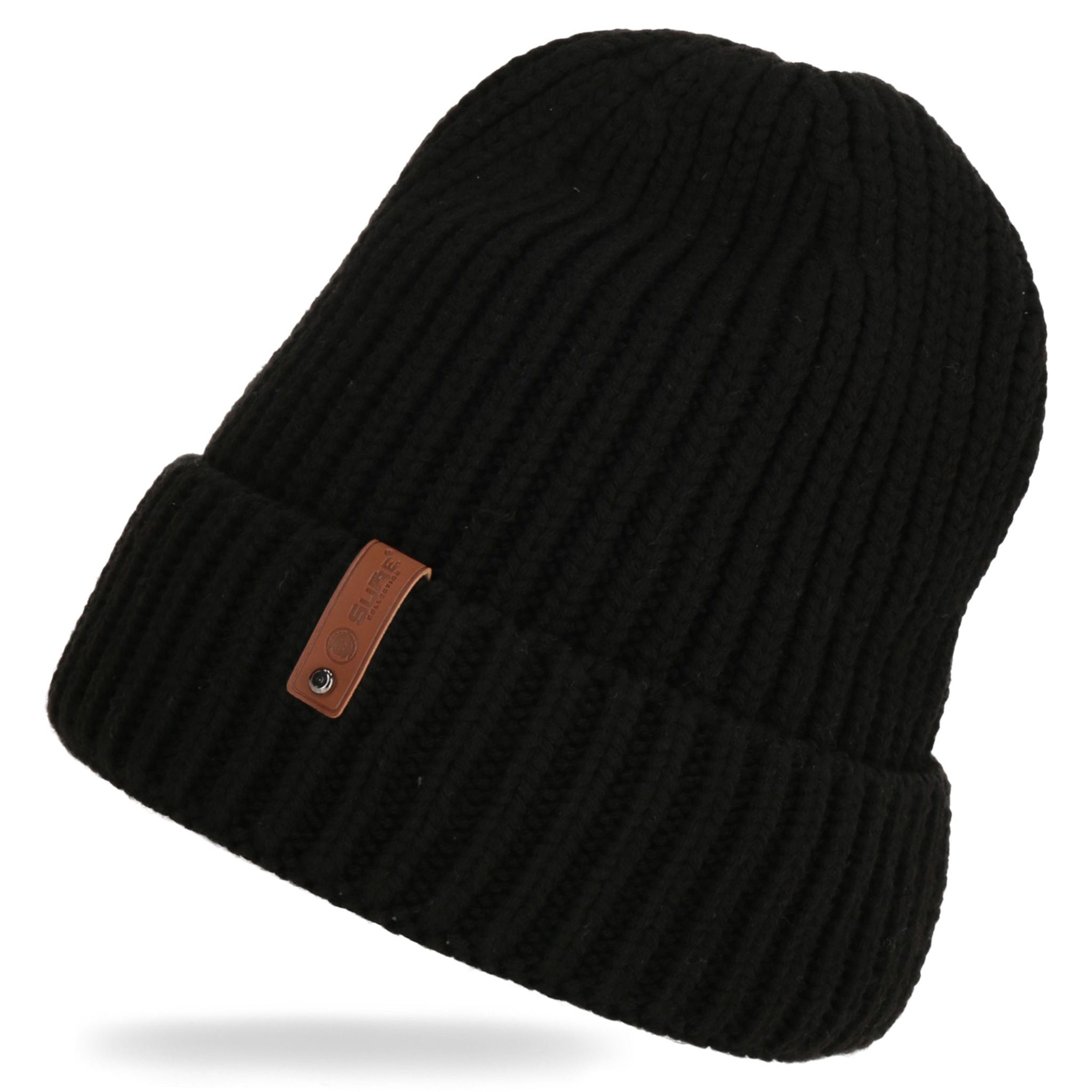 Megaman Jeans Fleecemütze Wintermütze Beanie Strickmütze Warm Premium Qualität Unisex Mit gerippten Umschlag