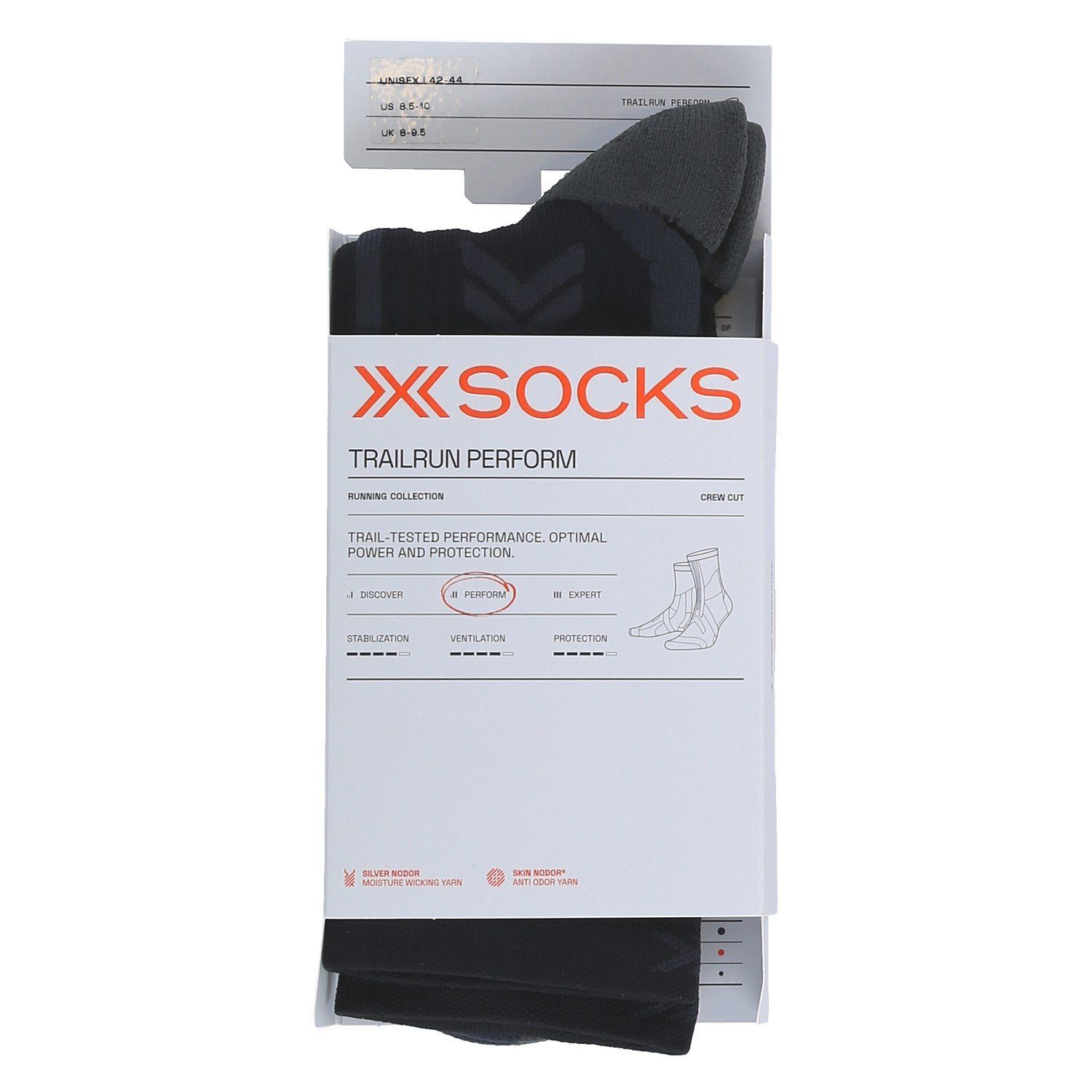 X-Socks Laufsocken Trailrun Perform Crew (für Traillaufe) schwarz/charcoal Herren