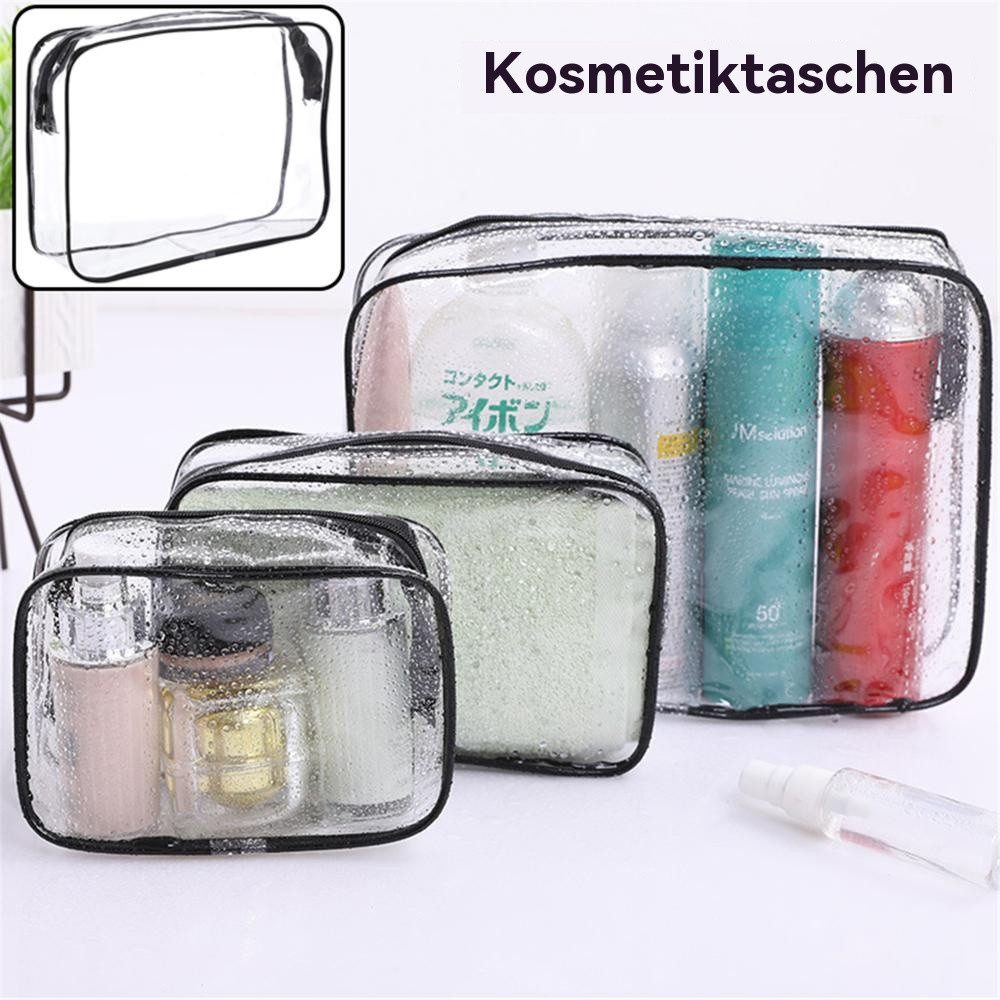 Blusmart Kulturbeutel 3er Set Transparente Make-up-Taschen (PVC Wasserdichte Kosmetiktaschen, 3-tlg., Leicht tragbar), Frauen Kulturbeutel Reise Aufbewahrungstasche Mit Reißverschluss