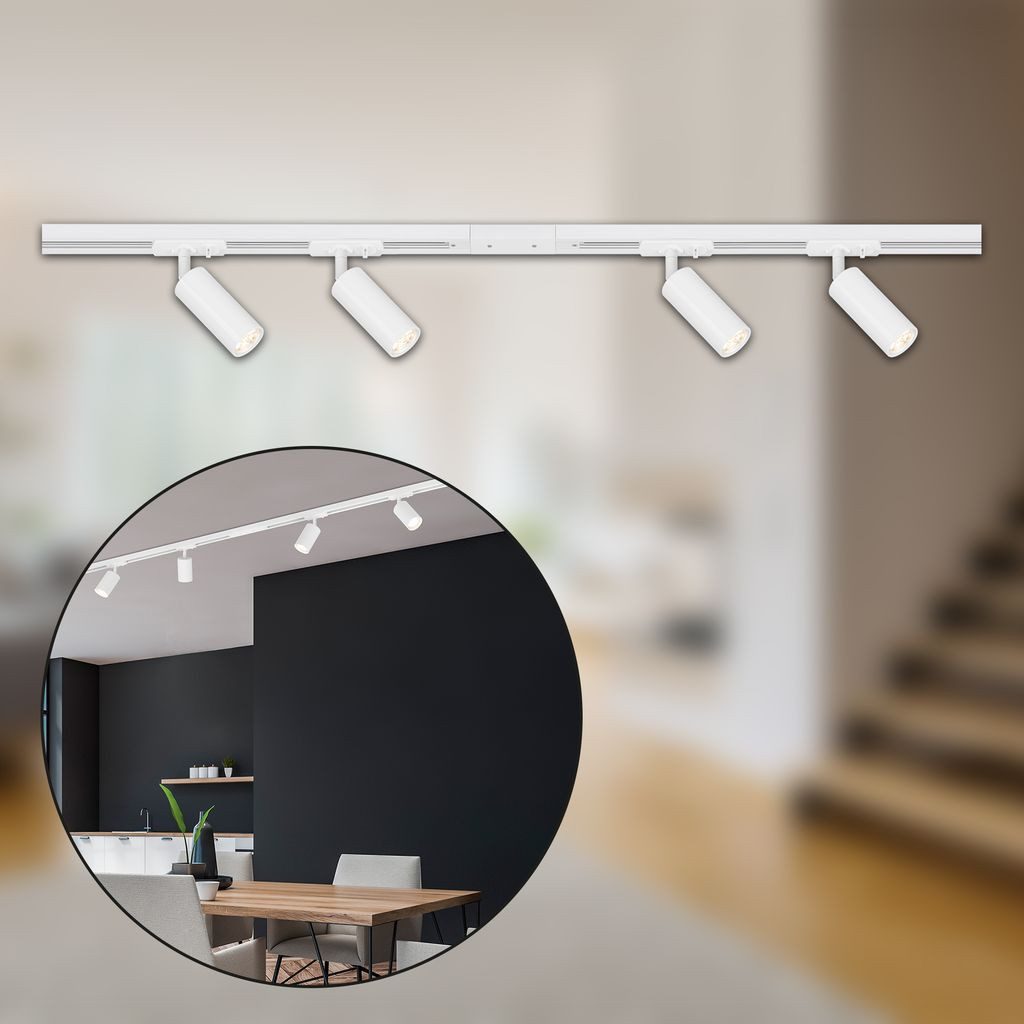 Briloner Leuchten LED Deckenleuchte 8017046B, LED fest integriert, 2700K - Extra-Warmweiß, Schienensystem Rail 1,5 m Weiß 4,5W Decke Wohnzimmer Büro Küche Flur