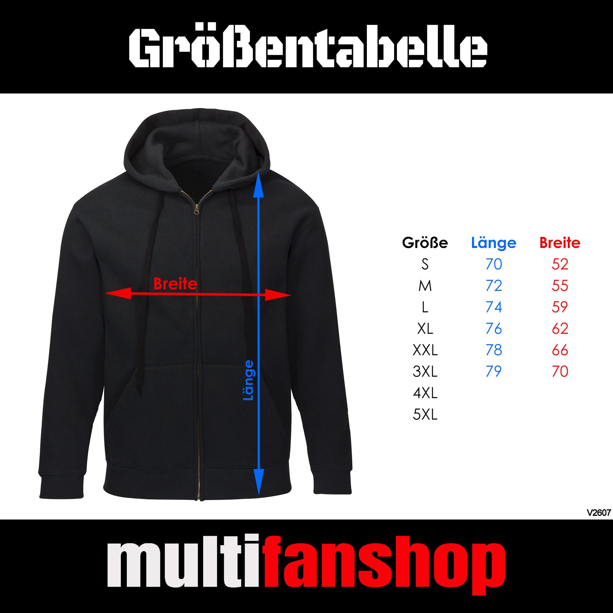 multifanshop Kapuzensweatjacke Cottbus - Brust & Seite - Sweat