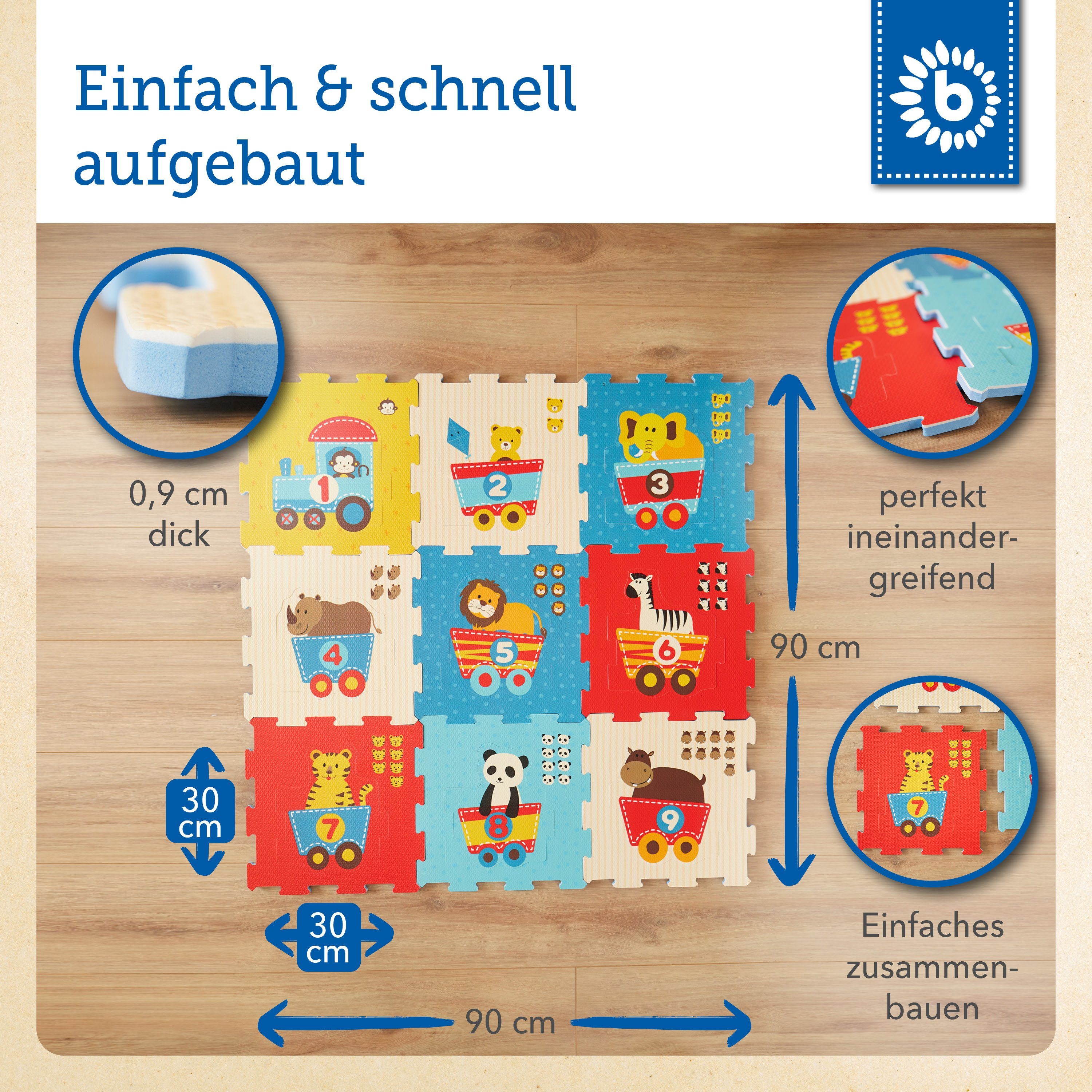 BIECO Steckpuzzle Puzzlematte Baby 18 tlg Spielmatte Baby XXL Puzzle Kinder Turnmatte, Puzzleteile