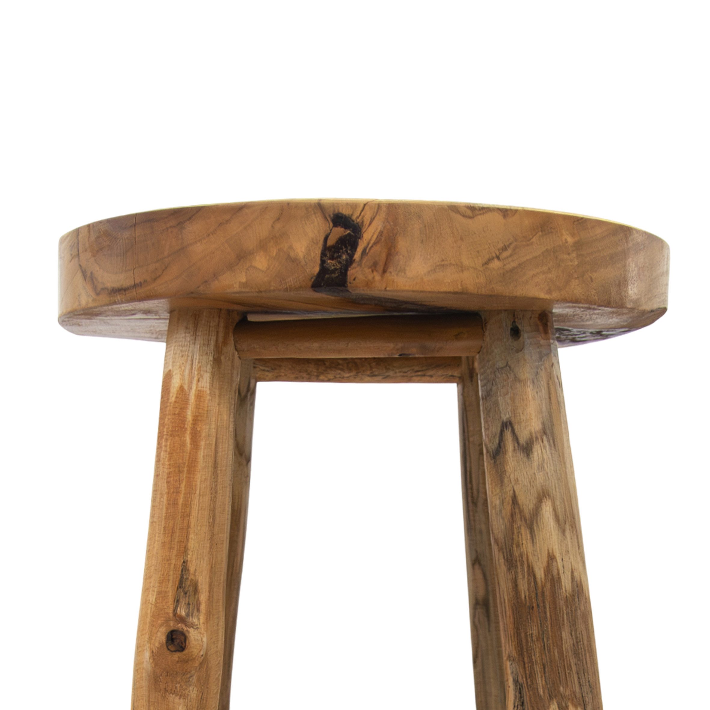 Spetebo Barhocker Teakholz Tresenhocker geölt (auf 4 Füßen, natur), Massivholz Barhocker im Landhaus Stil