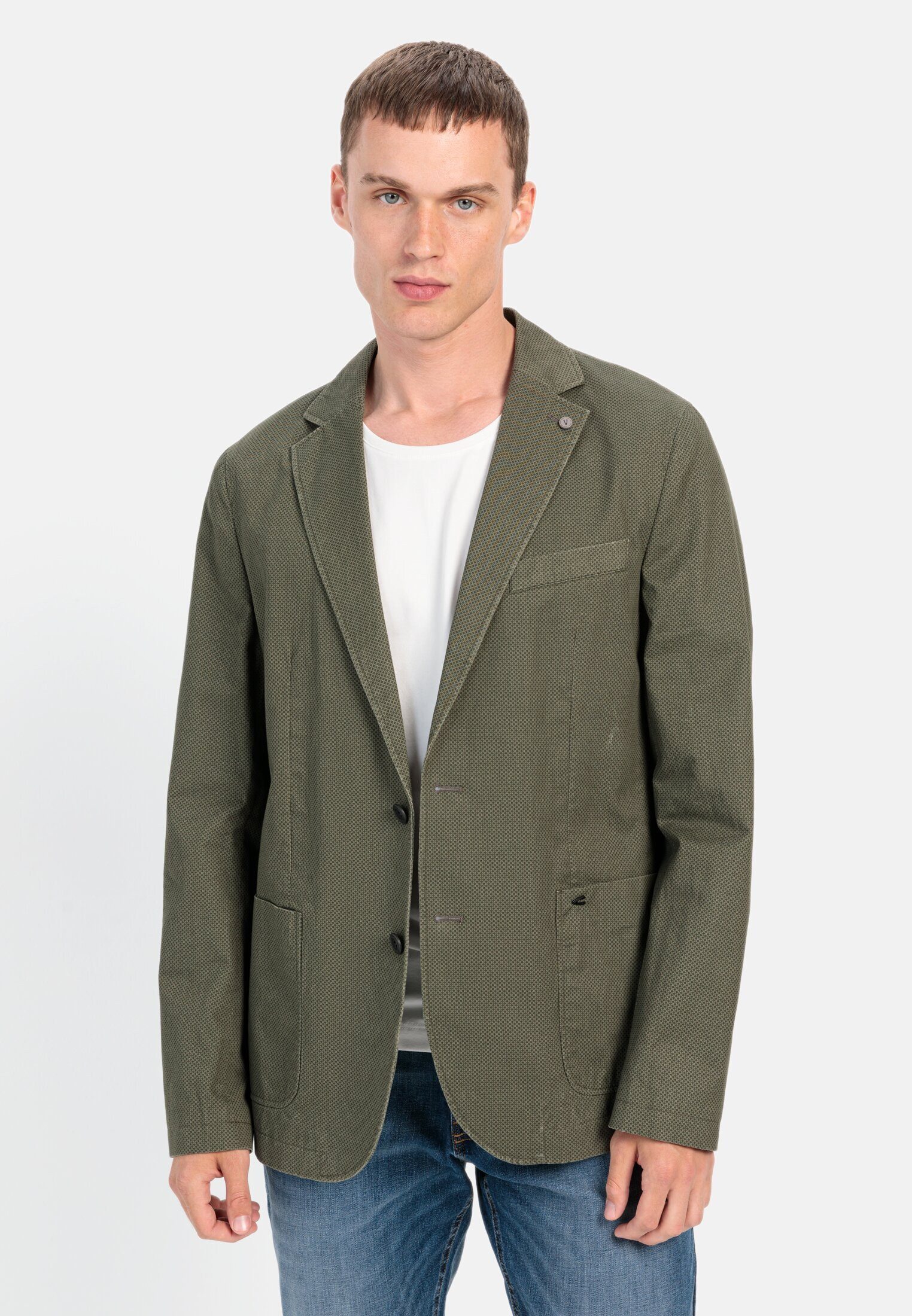 camel active Baumwollsakko aus Baumwolle Langarm Reverskragen Sakko_Casual Sakko