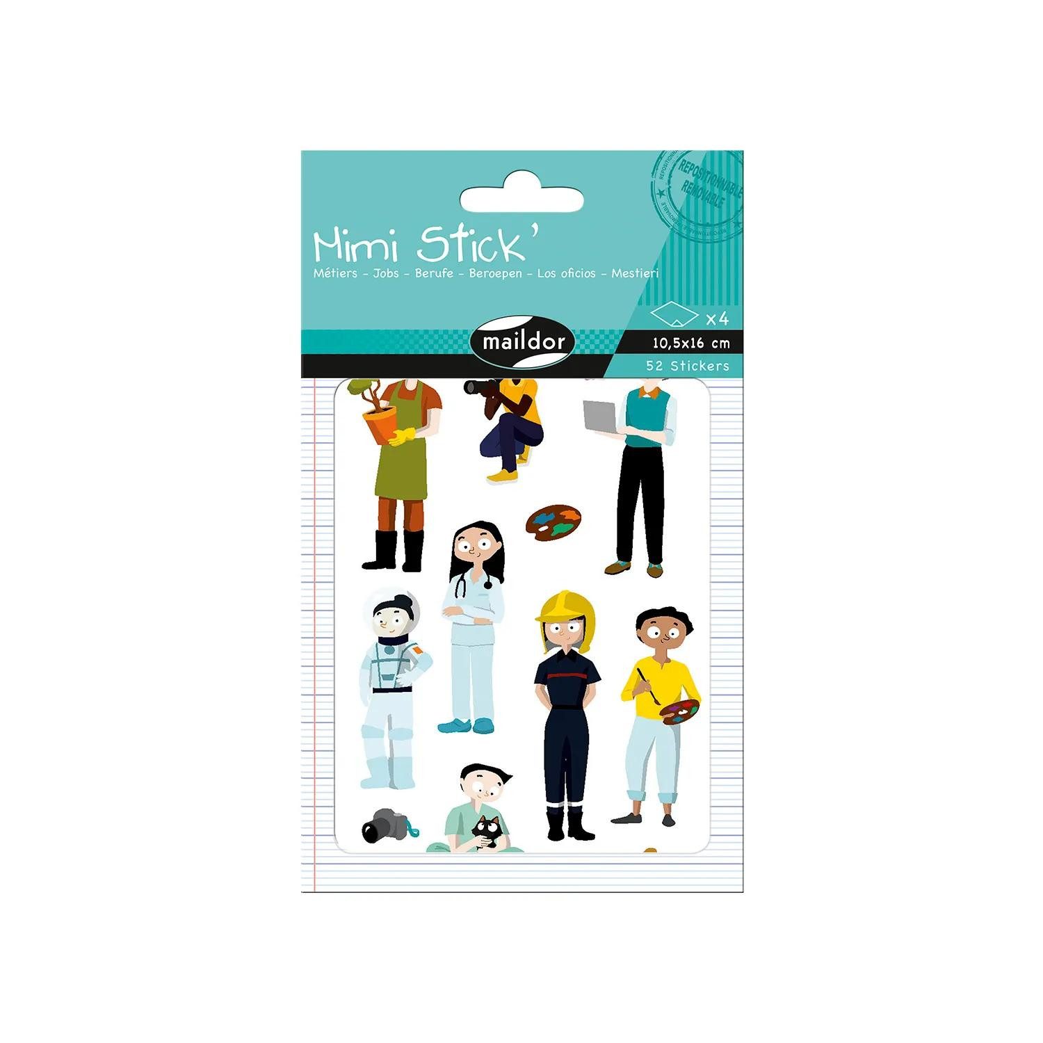 maildor Sticker 10x Mimi Stick', 4 Stickerbogen 10,5x16cm, Berufe - Mehrfarbig AE219C, Sticker A6