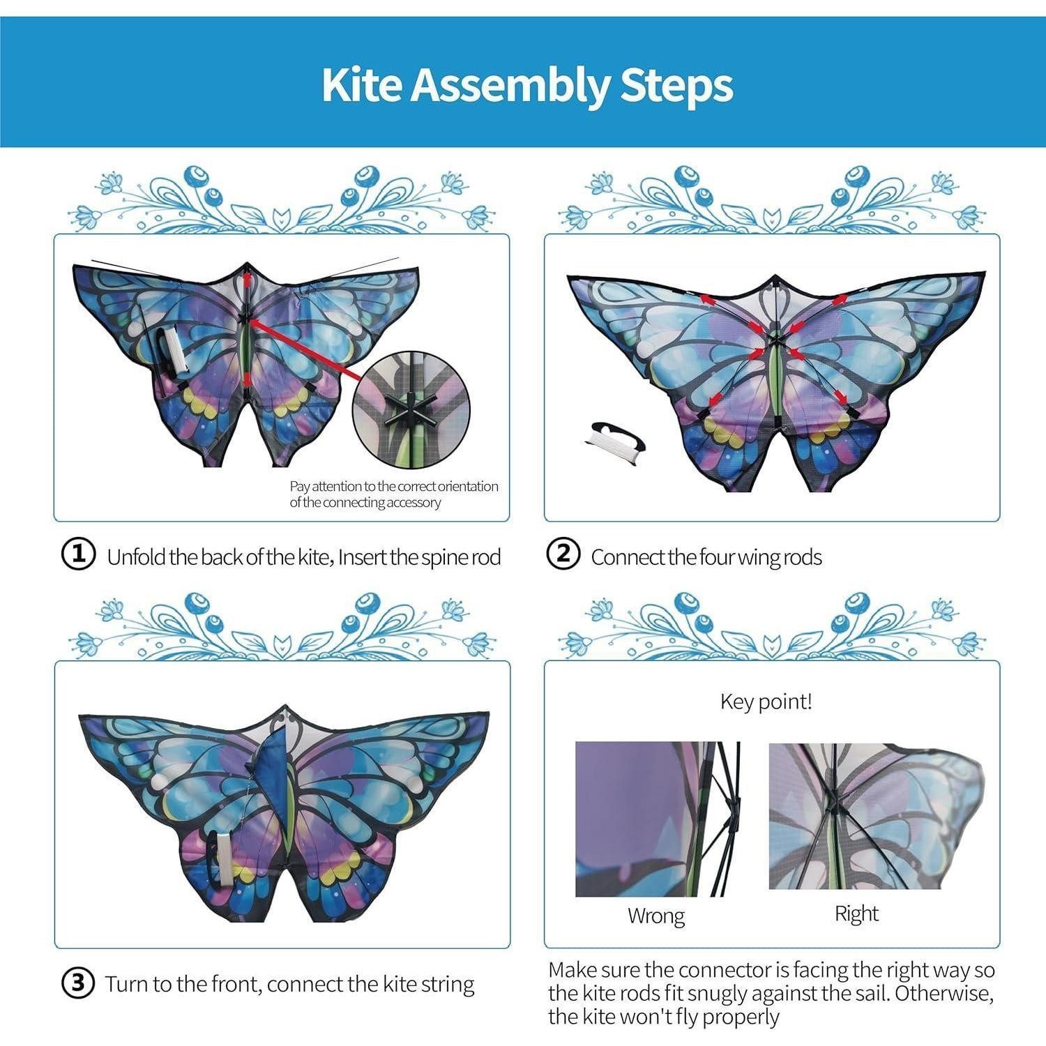 LuxusKollektion Flug-Drache Drachen Schmetterling Kite Set für Kinder und Erwachsene