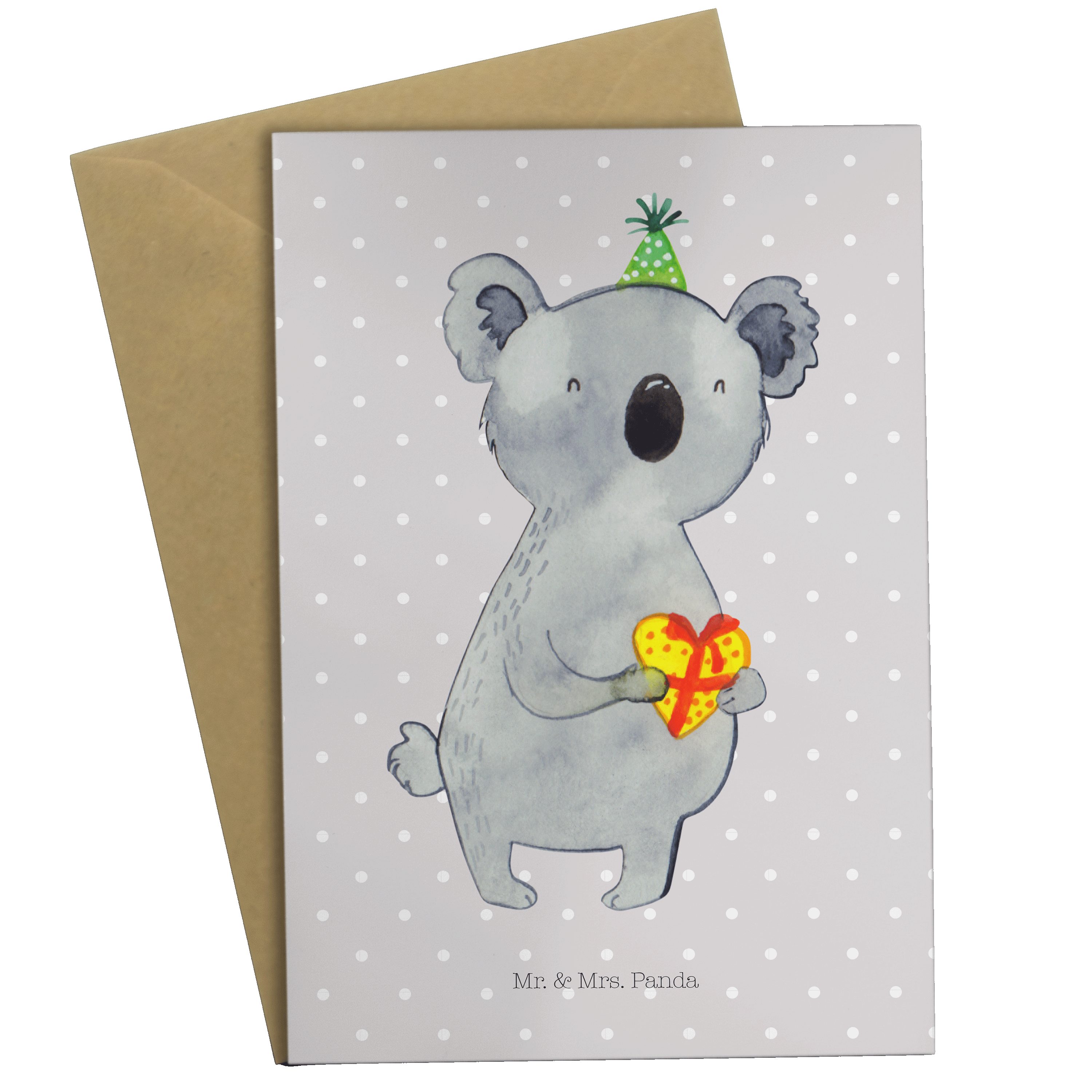 Grau Mr. Koala Glückwunschkarte, Geburtstag, Panda Geschenk Pastell & - Grußkarte Hochzei Mrs. -