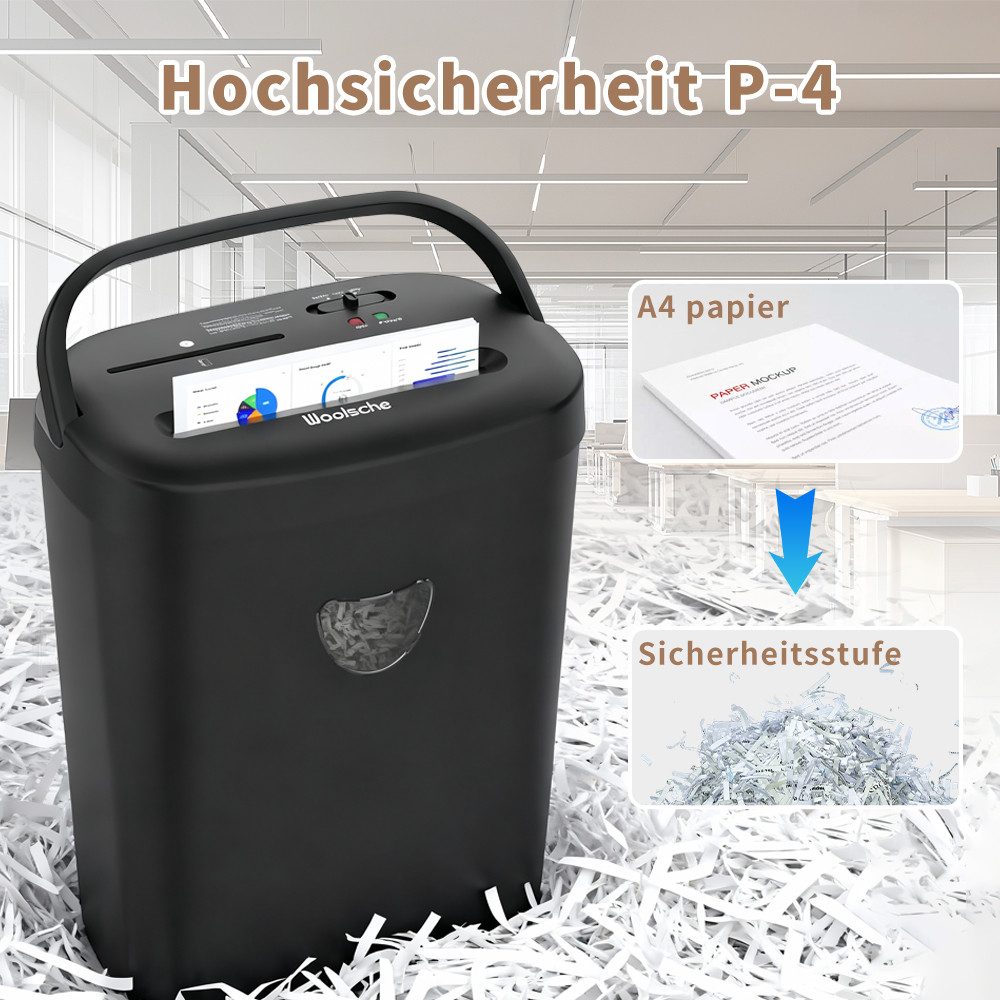 Rolipo Aktenvernichter 12 Blatt Kreuzschnitt P-4, 6,4 Gallonen Papierkorb, Ultra-leise 60dB, für Büro & Home-Office, zerkleinert CDs/Karten