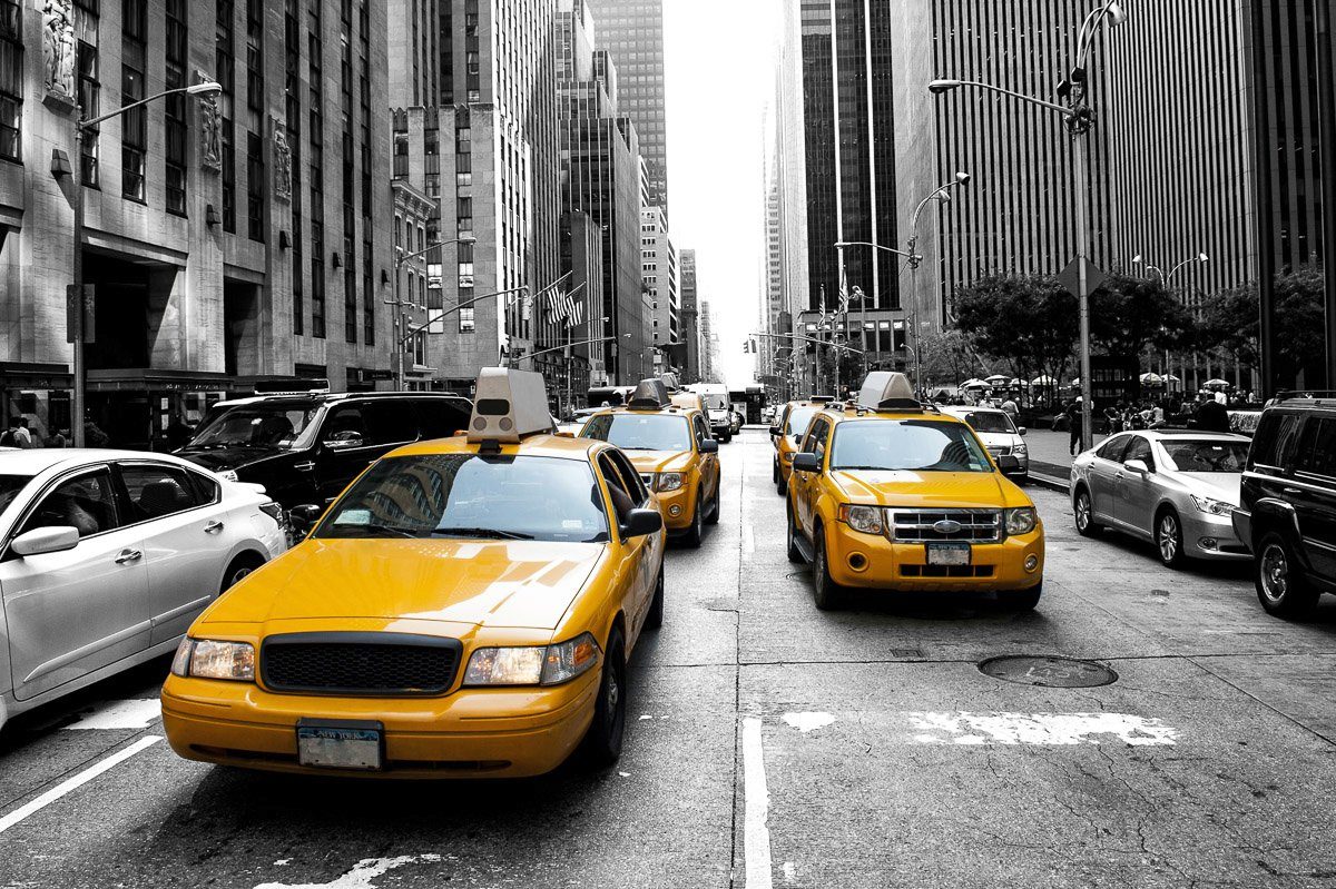 Papermoon Fototapete New York taxis Schwarz & Weiß