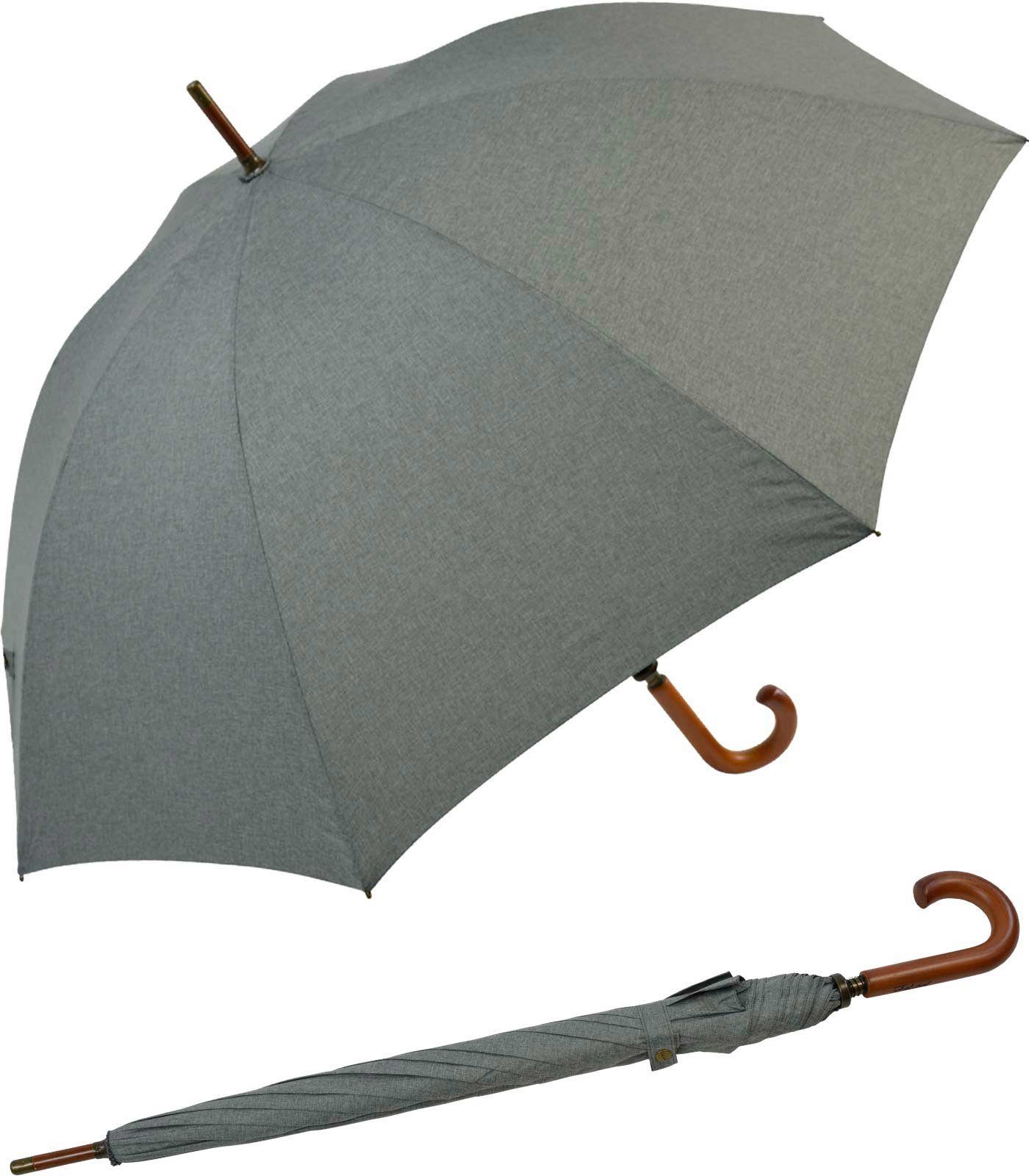Impliva Stockregenschirm Falcone® XXL Jeans Regenschirm mit Holzstock,  besonders edel und ausgefallen, mit Holzgriff