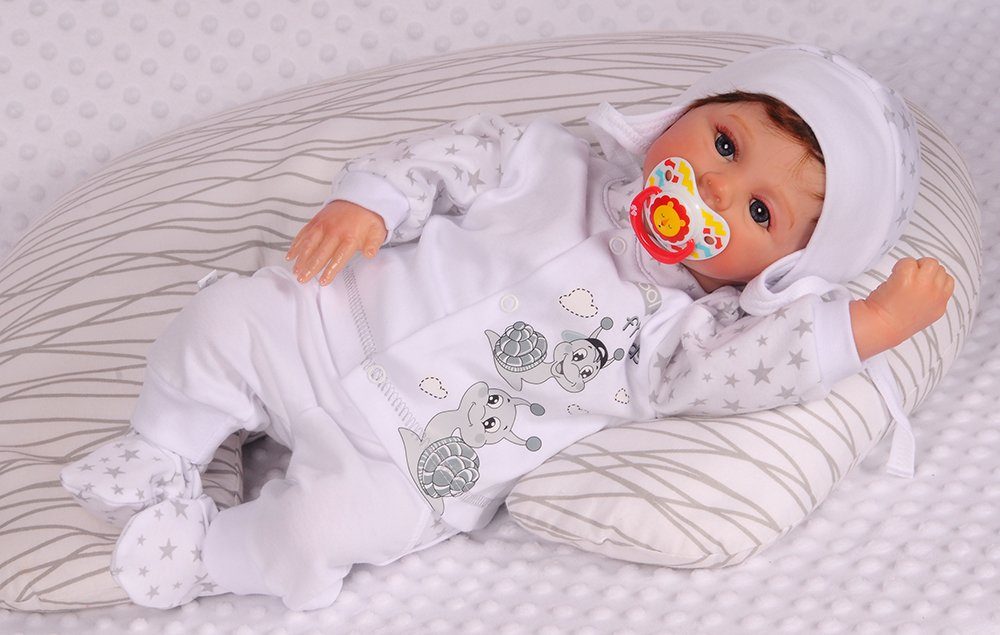 La Bortini Langarmshirt & Hose Baby Anzug 3Tlg Hose Mütze Hemdchen 44 50 56 62 68 74 80 aus reiner Baumwolle