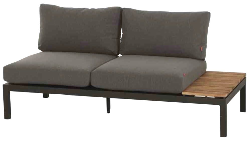 Siena Garden Loungesofa Alvida, Aluminium, Teakholz, inkl. Sitz- und Rückenkissen grau