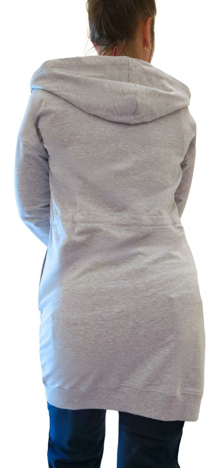 Gio Milano Langjacke G29-9105, mit Kapuze Fashion Emotion Zugband an Taille, Tunnelzug an Kapuze, 2 Eingrifftaschen