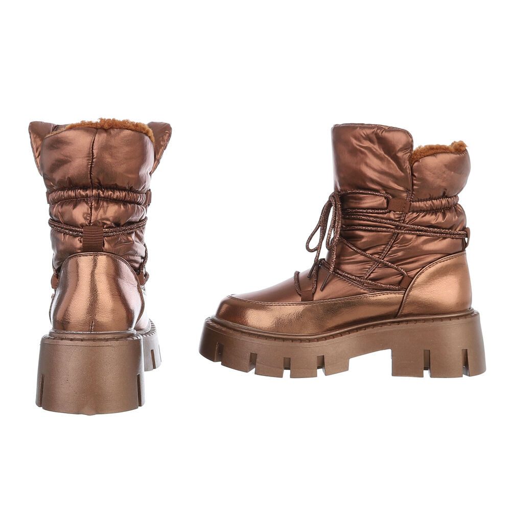 Ital-Design Damen Snowboots Freizeit Snowboots (88489451) Blockabsatz Stiefeletten in Bronze