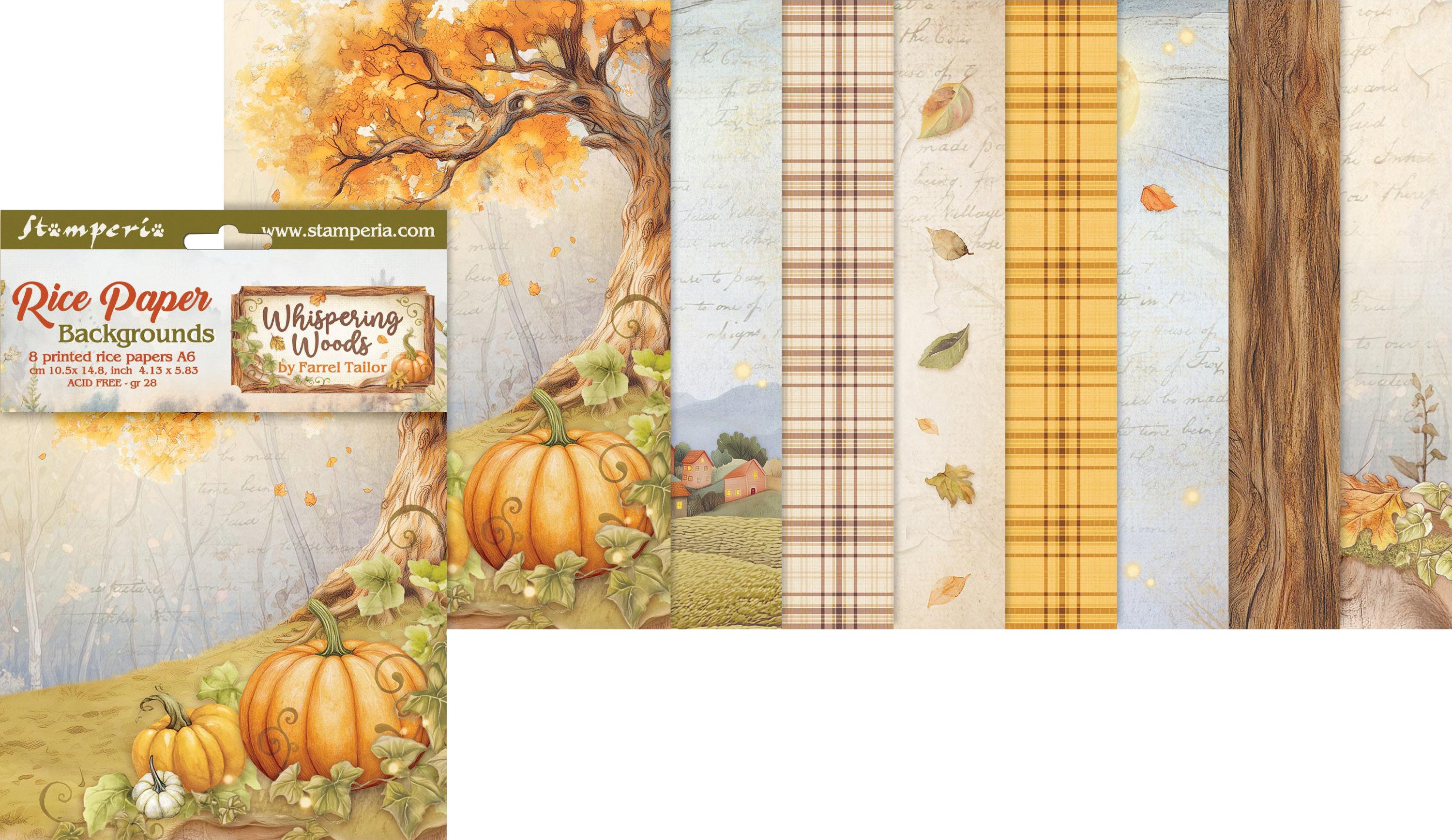 Stamperia Seidenpapier Motiv-Strohseide Whispering Woods, DIN A6, 8er Set
