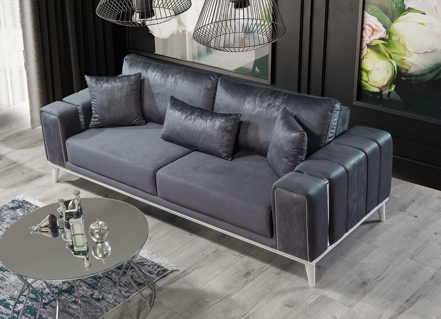 Villa Möbel Sofa Lena, 1 Stk. 2-Sitzer, Quality Made in Turkey, pflegeleichter Mikrofaserstoff