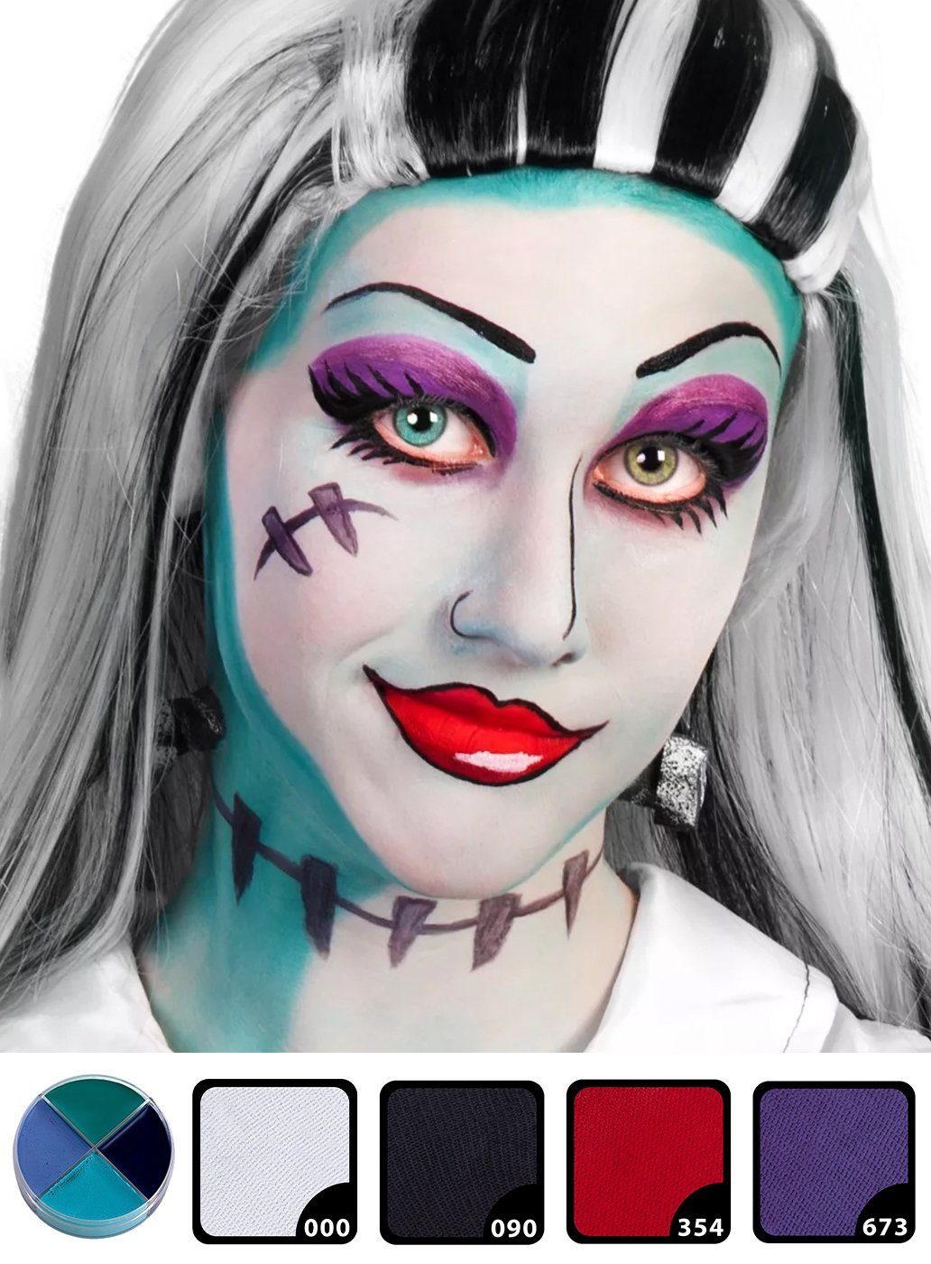 Maskworld Театральный грим Kinder Make-up Set Frankie Stein, Halloween Schminkset mit perfekt abgestimmten Komponenten