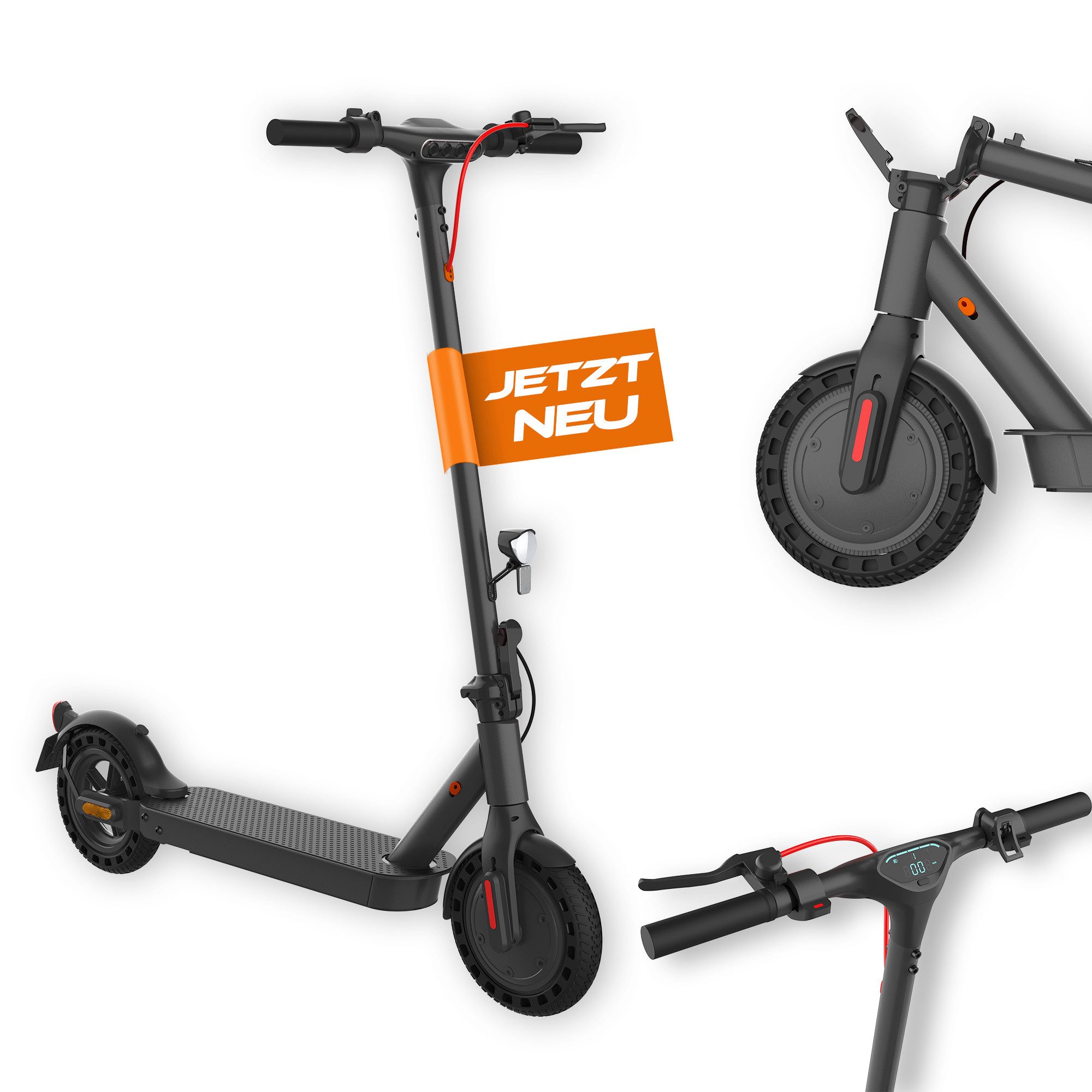 ZAMELUX E-Scooter ZAMELUX E9, 20 km/h, Kompakter StVZO‑E‑Scooter mit Stoßdämpfern und LED‑Display