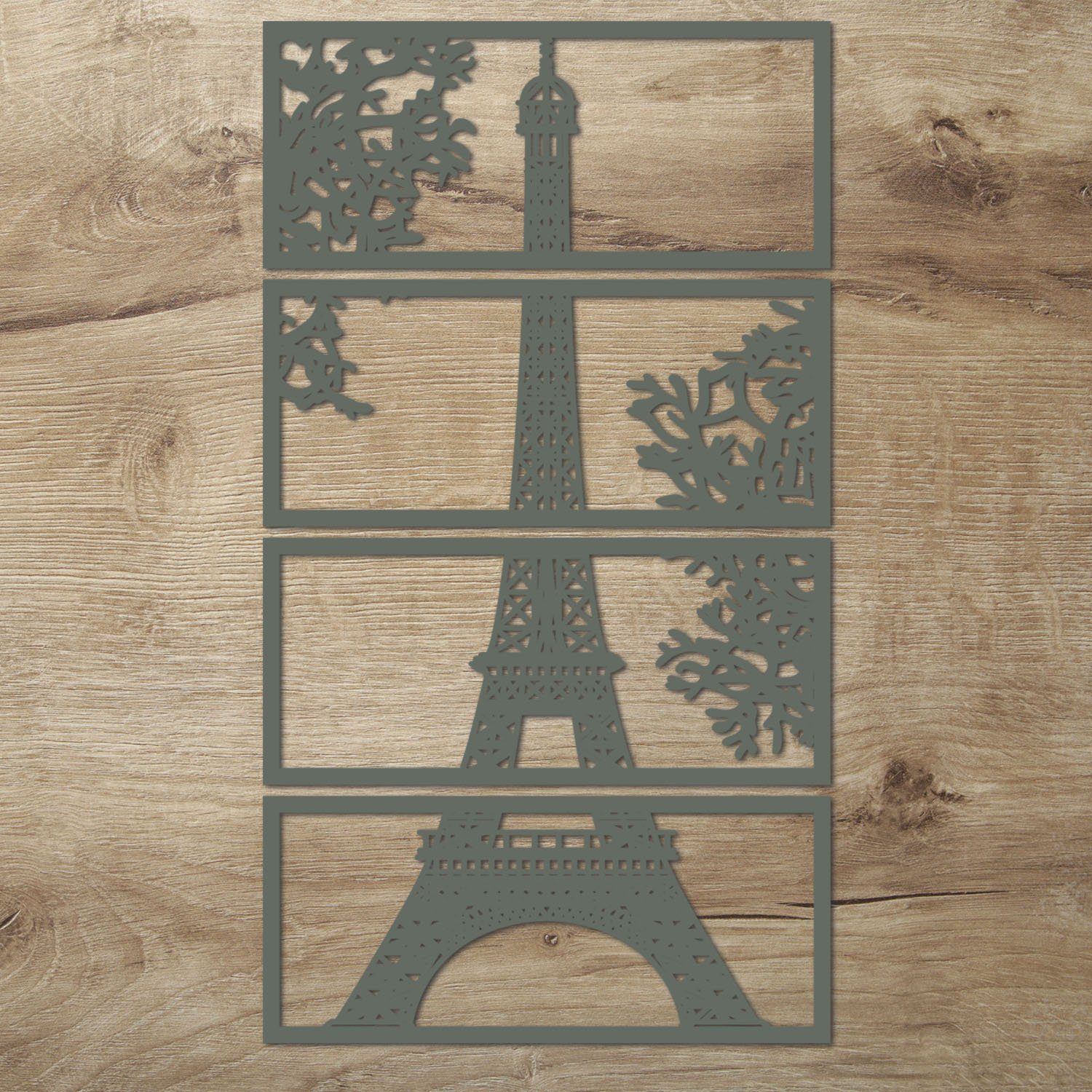 Namofactur Wanddekoobjekt XXL Eiffelturm Holz Wanddeko Wandbild Grau