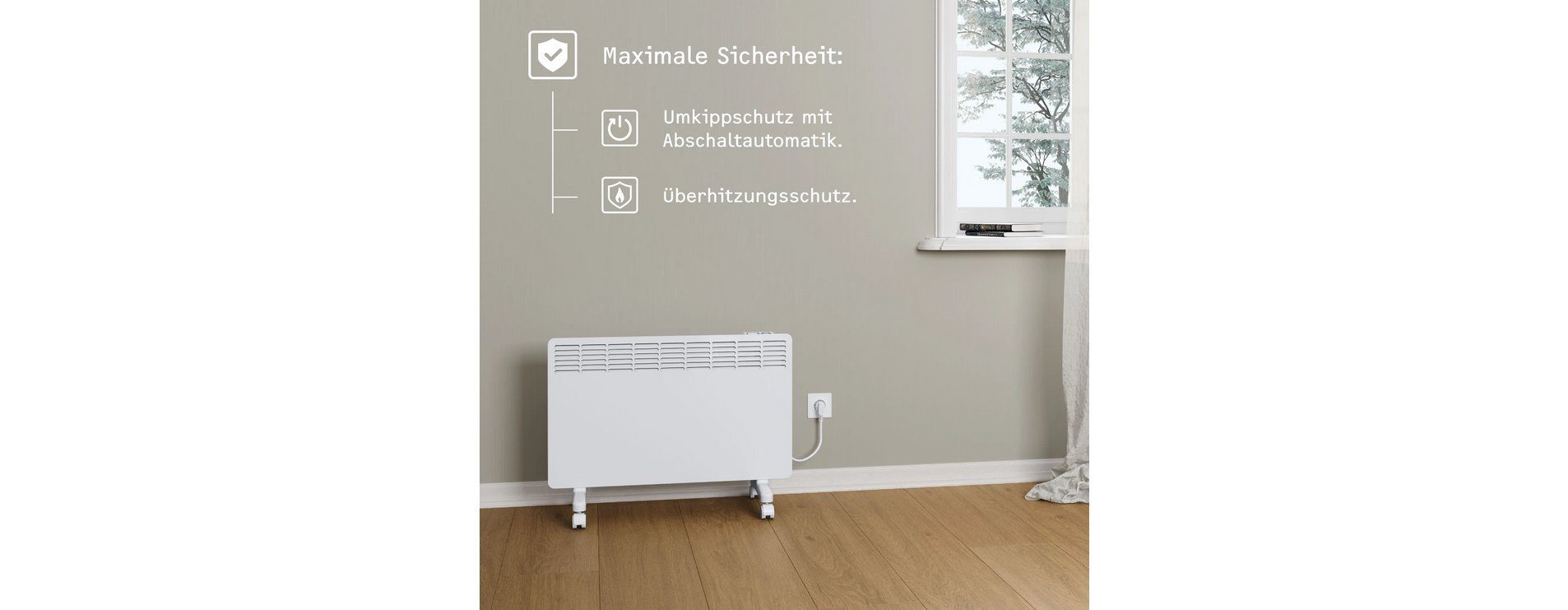 Standkonvektor 3000W Elektroheizung Von MagicSan - Für Räume Bis 30m², IP24, Bodenstehend, Weiß