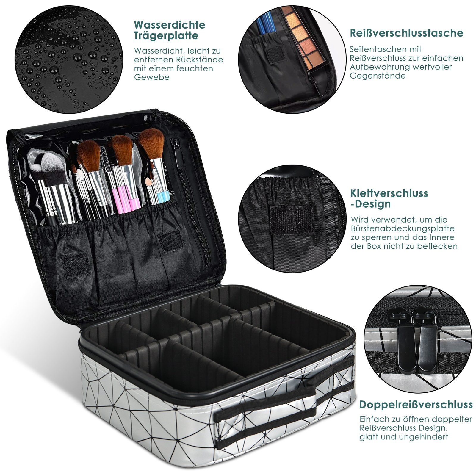 CALIYO Kosmetik-Koffer Kosmetiktasche Portable Reise Tasche Aufbewahrung Weiss Tasche, Organizer, Make Kosmetische Box Schmink Schminktasche Wasserdicht Up Makeup