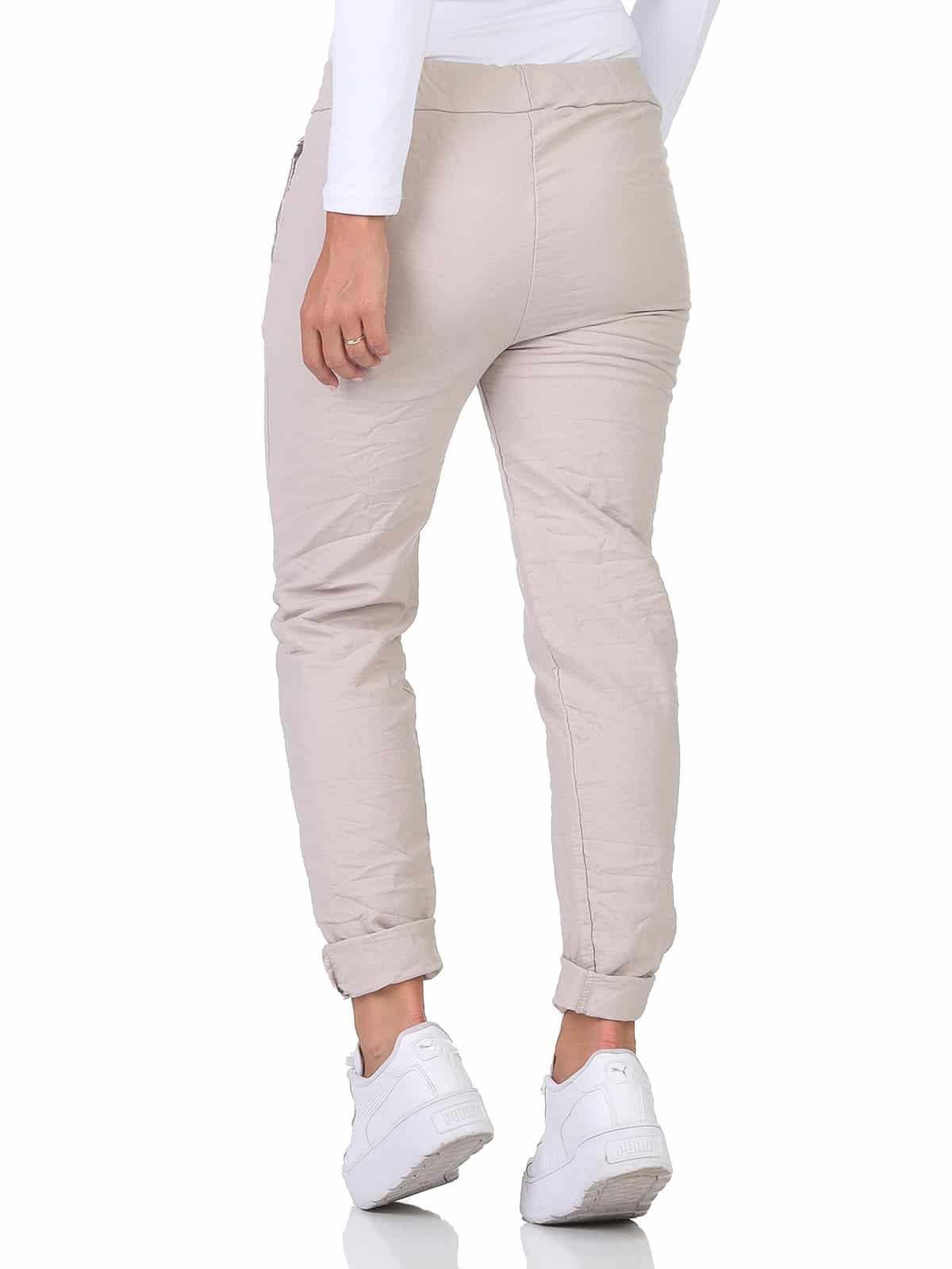 OriginalYou Schlupfhose Damen Freizeithose Winter Cotton mit Stretch bequeme Chino Hose Gummibund & Kordelzug, unifarben – Bild 4 von 5