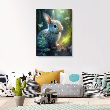 Posterlounge Alu-Dibond-Druck Dolphins DreamDesign, Niedliches Kaninchen im Wald, Jungenzimmer Kindermotive
