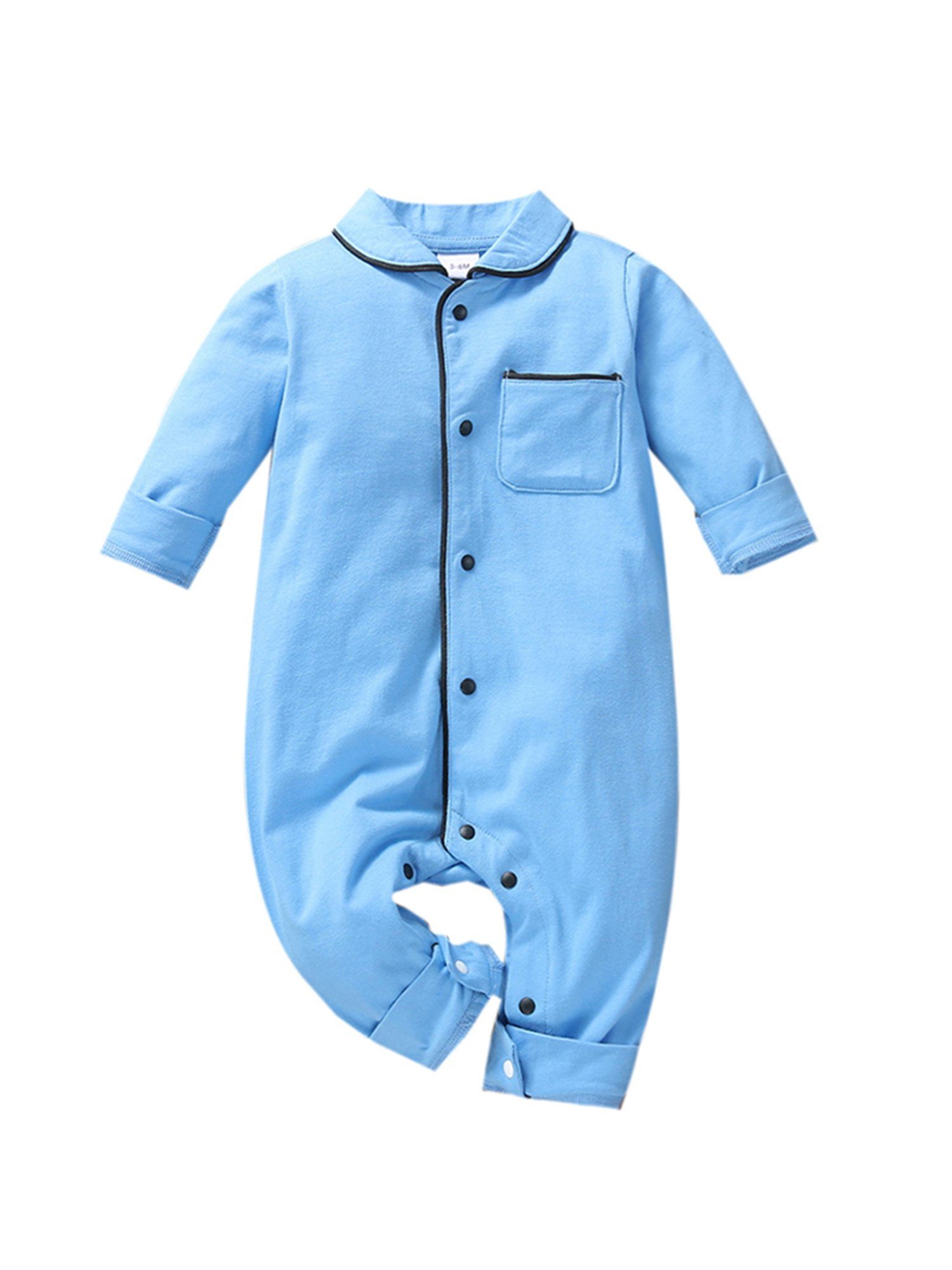 LAPA Strampler Unisex-Hauskleidung für Neugeborene, langärmelige Pyjamas, Strampler Blau