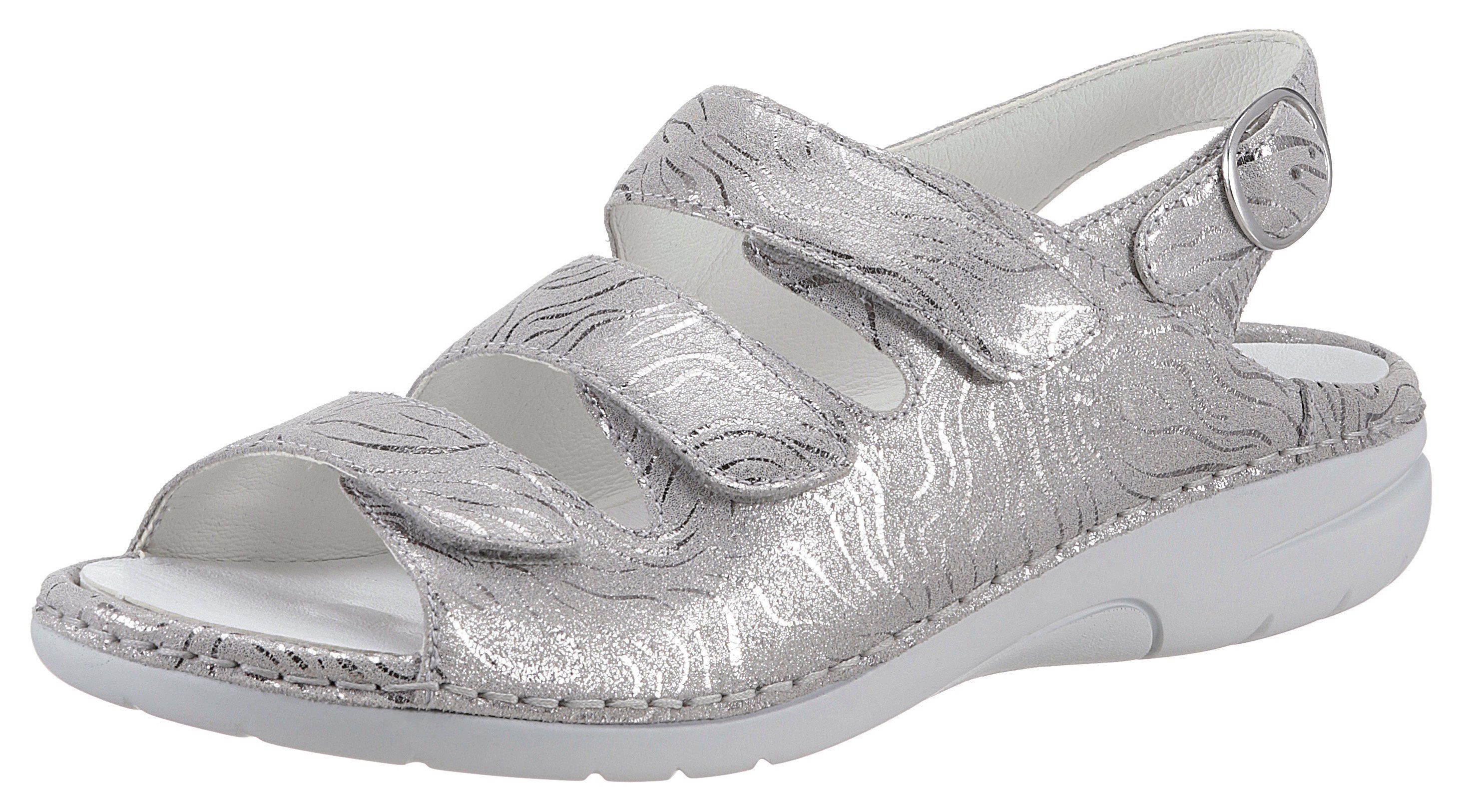 Waldläufer GUNNA Riemchensandale, Sommerschuh, Sandalette, Keilabsatz, in Metallic-Optik, G-Weite