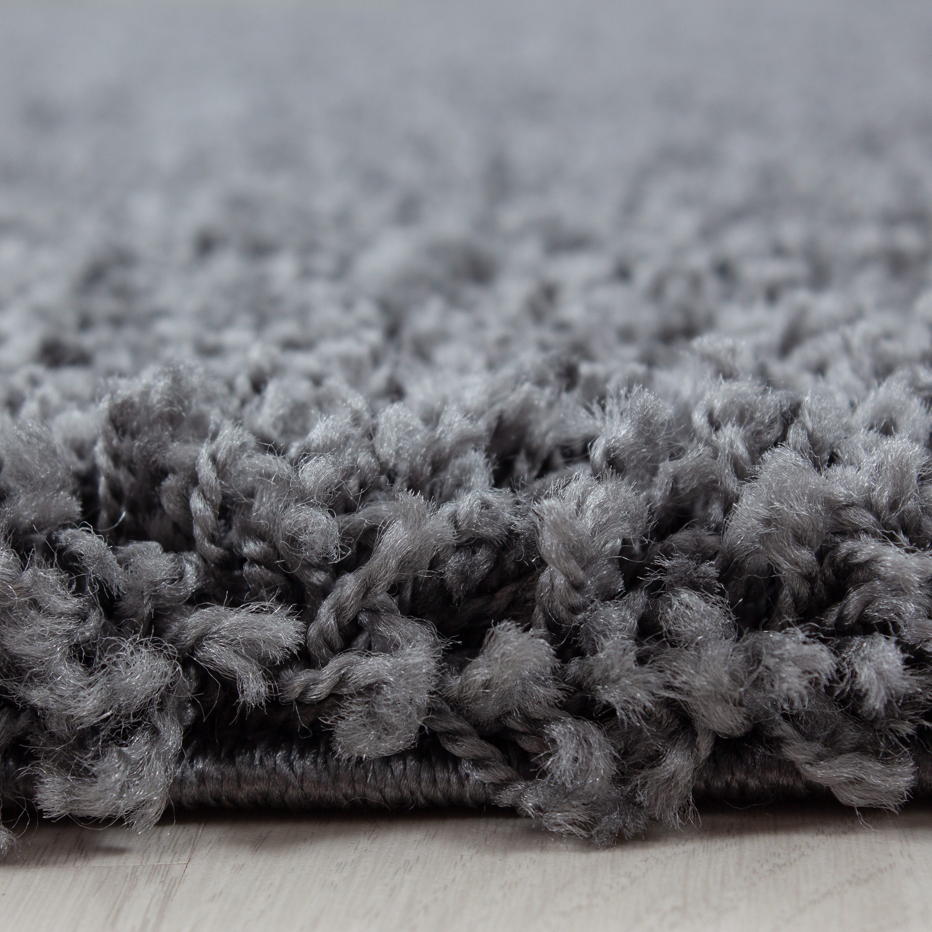 KADIMA DESIGN Teppich RHEIN Shaggy Langflor Wohnzimmer Schlafzimmer Waschbar Flauschig, Rund, Höhe: 32 mm, Grau, 200x200 cm, Wohnzimmerteppich Strapazierfähig Waschbar