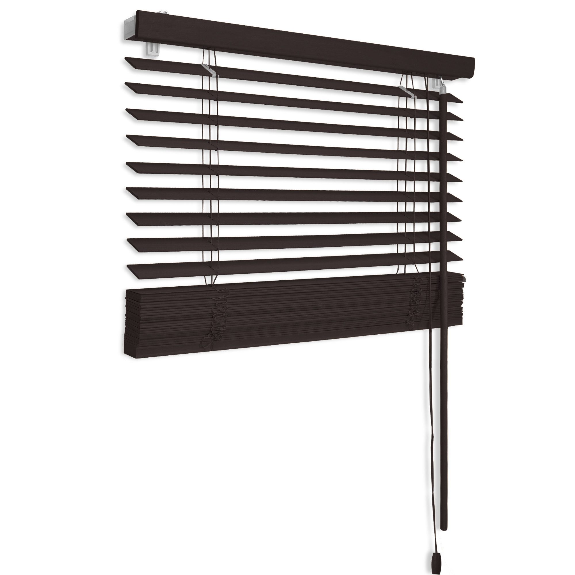 Sol Royal Jalousie Holzjalousie SolDecor JH3 Jalousie aus Holz in, 40x130cm, Dunkelbraun, Tür- und Fensterjalousie Holz Blickschutz 3,5 cm breite Lamellen