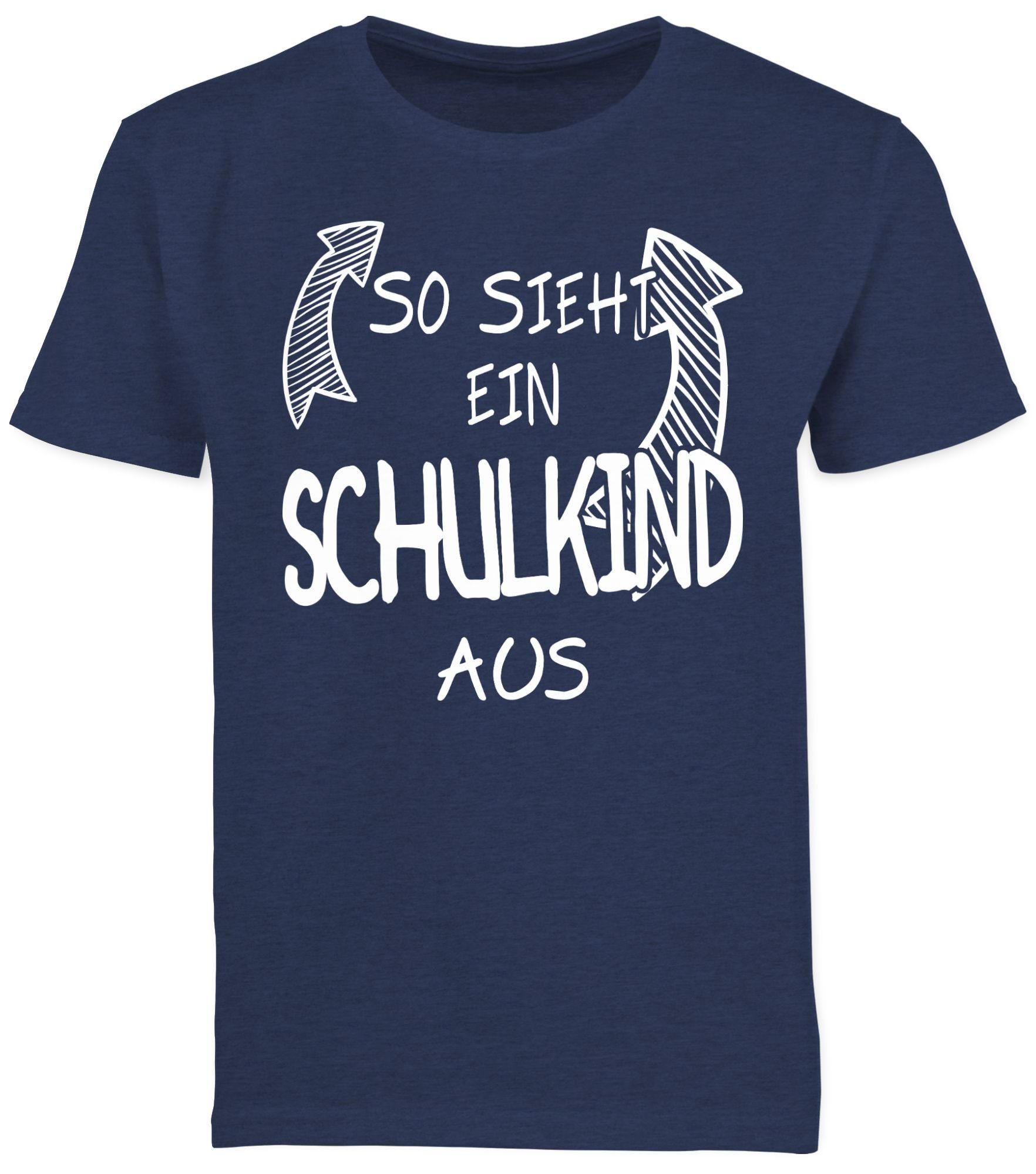 So sieht Einschulung 03 Schulkind Shirtracer Junge Geschenke Schulanfang T-Shirt Meliert ein Dunkelblau aus