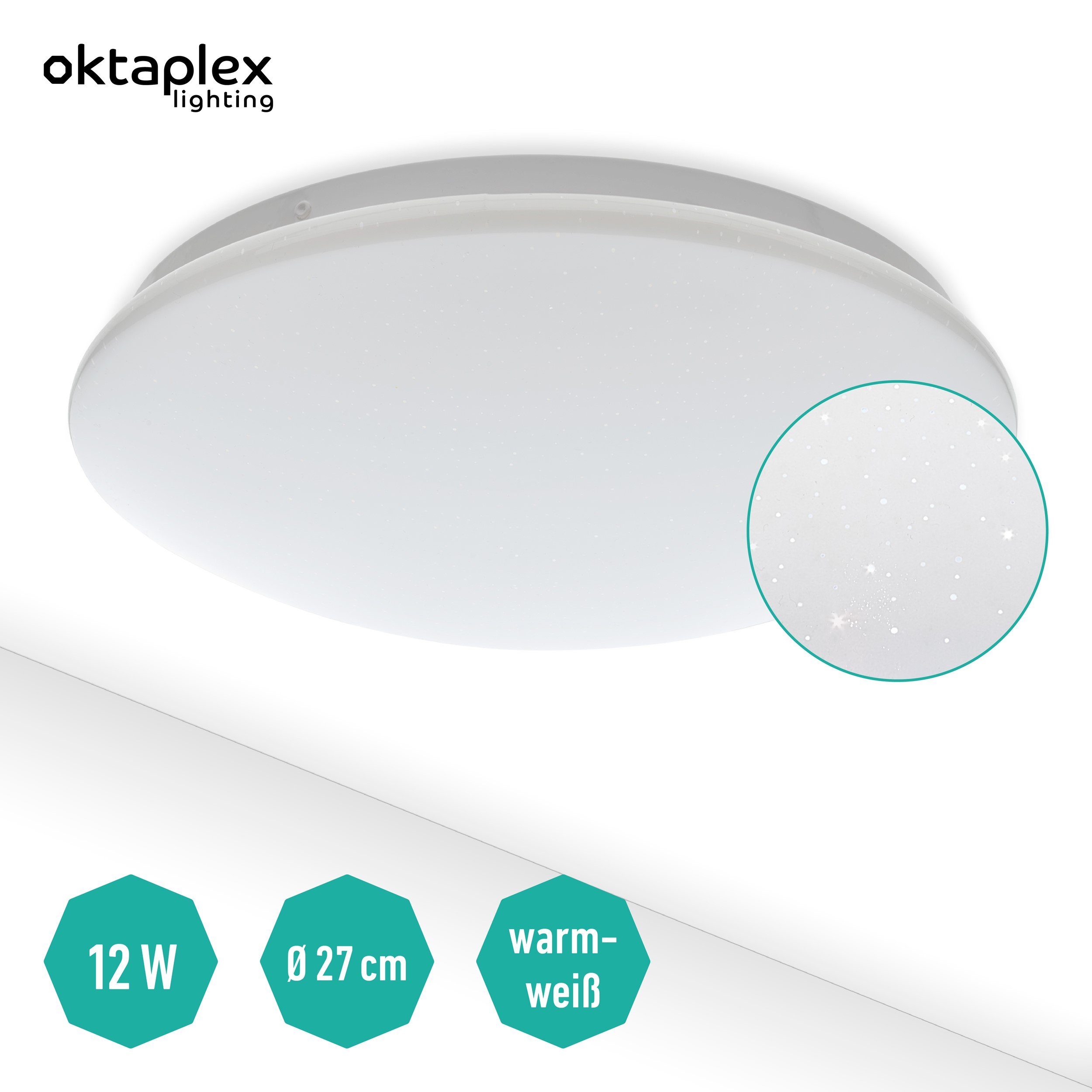Oktaplex lighting LED Deckenleuchte Oktaplex COMO, Sternenbeleuchtung, LED fest verbaut, Warmweiß, LED Deckenleuchte IP44 Deckenlampe