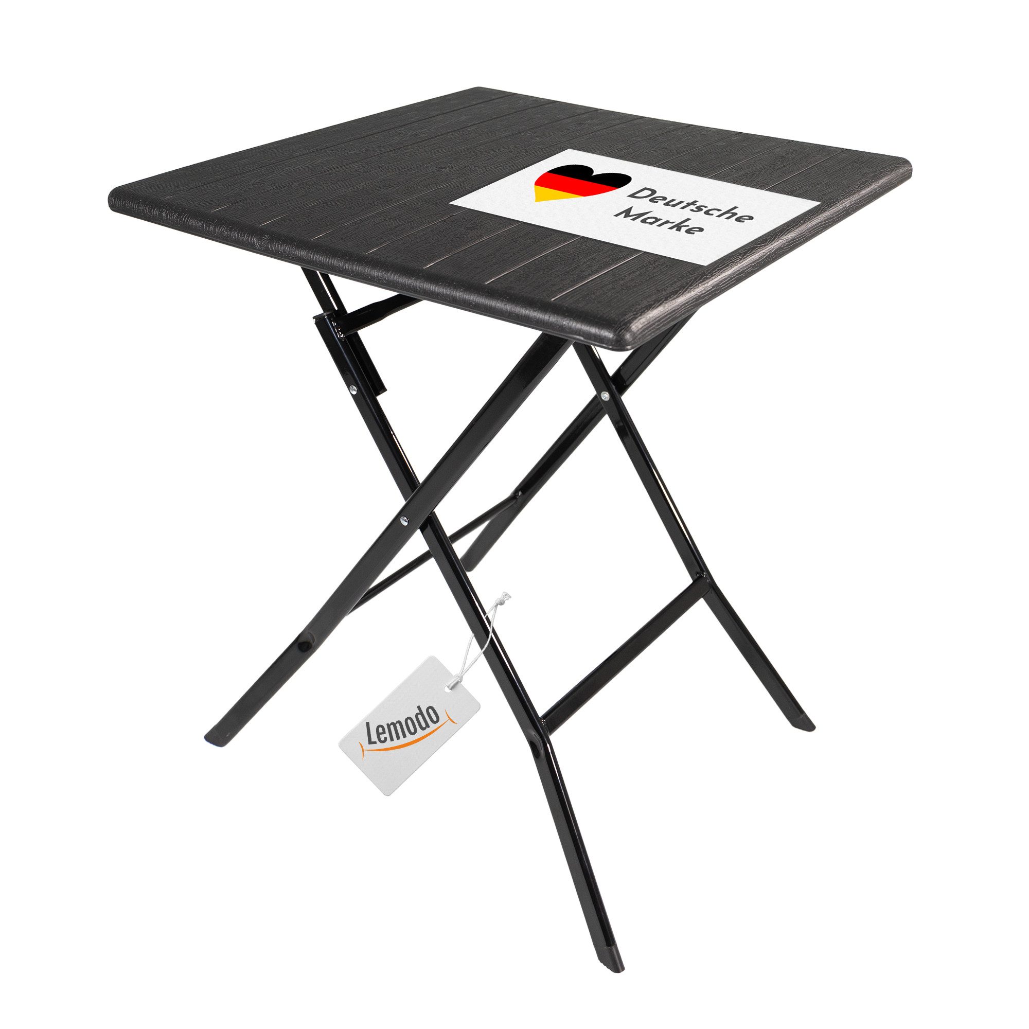 Lemodo Klapptisch Balkontisch mit Kunststoff-Platte in Holz-Optik, 62 cm breit