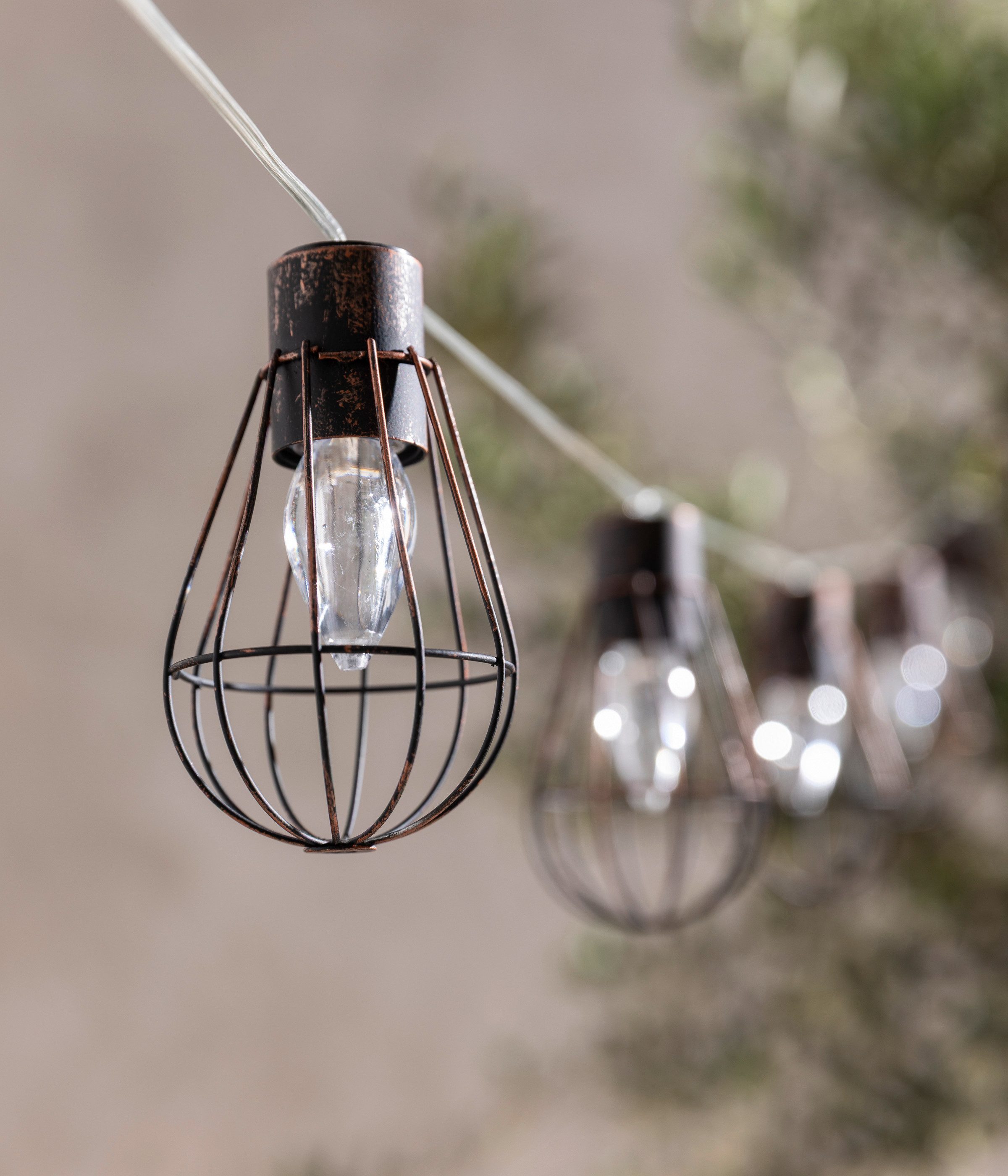 Dehner LED Solarleuchte Solar-Lichterkette Retro mit 10 LED, 330 cm, Warmweiß, für Draußen, wetterfest und spritzwassergeschützt