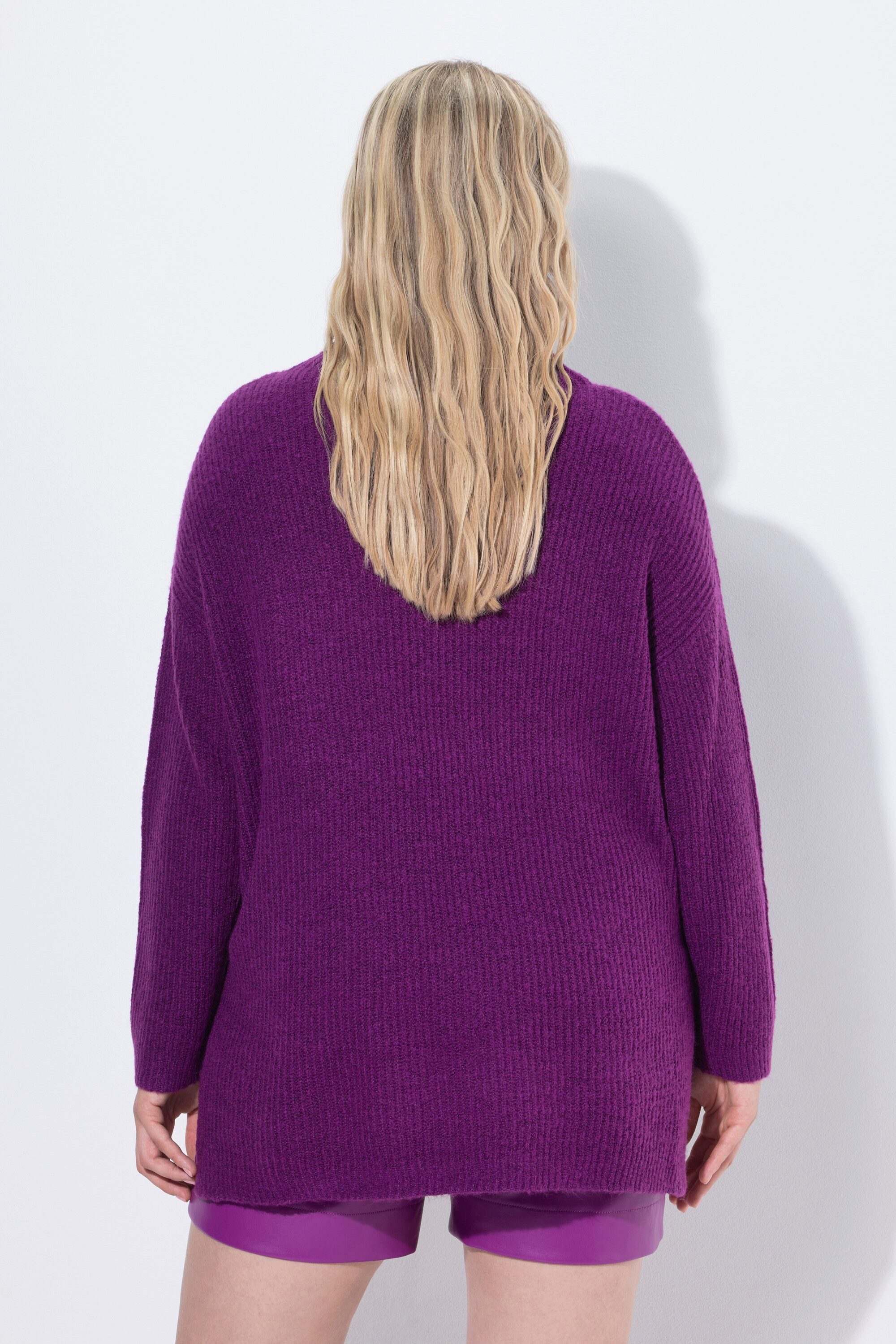 Ulla Popken Longpullover Rollkragen-Pullover Rippstrick oversized Langarm