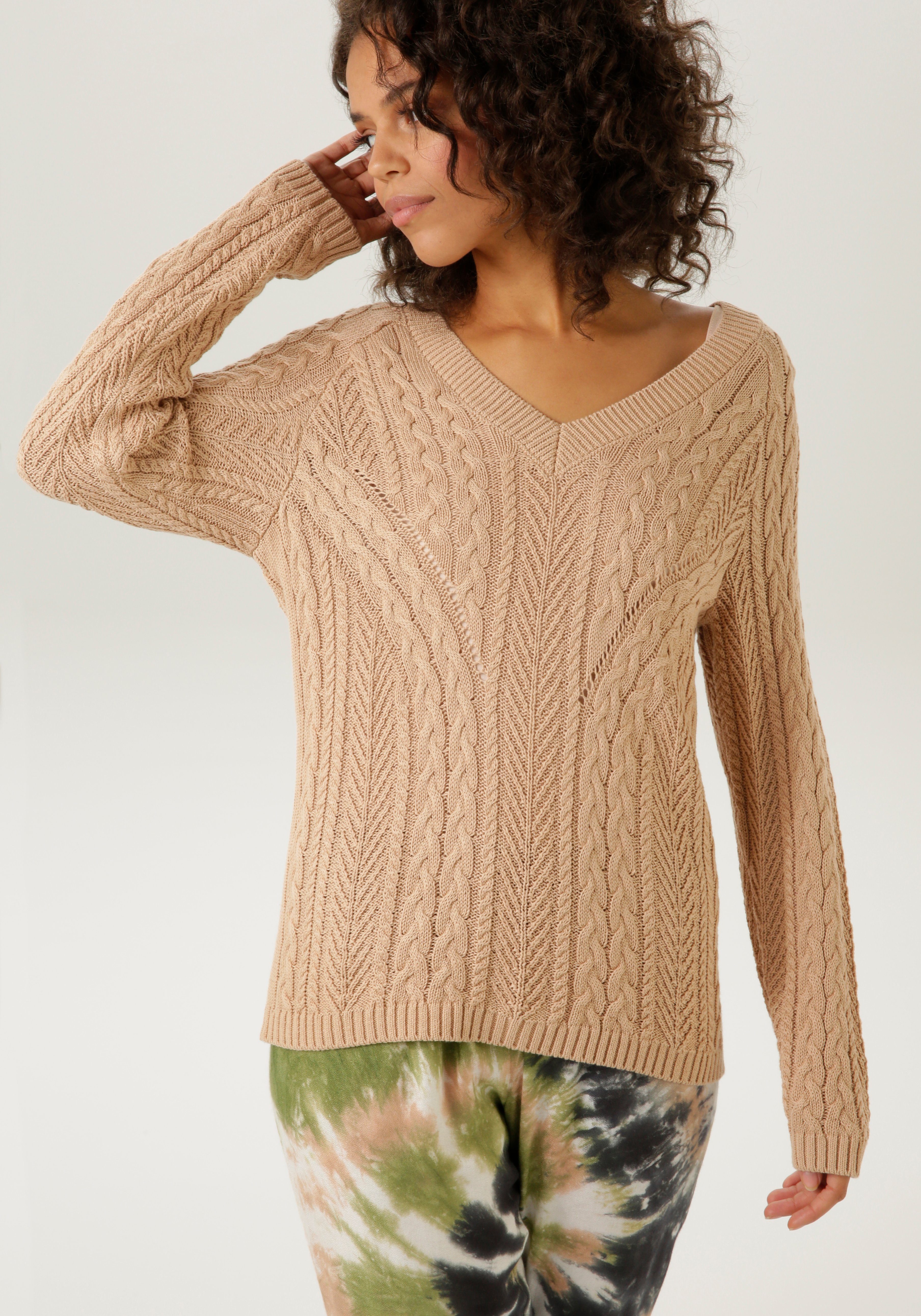 Aniston CASUAL Strickpullover im trendigem beige Muster-Mix NEUE - KOLLEKTION