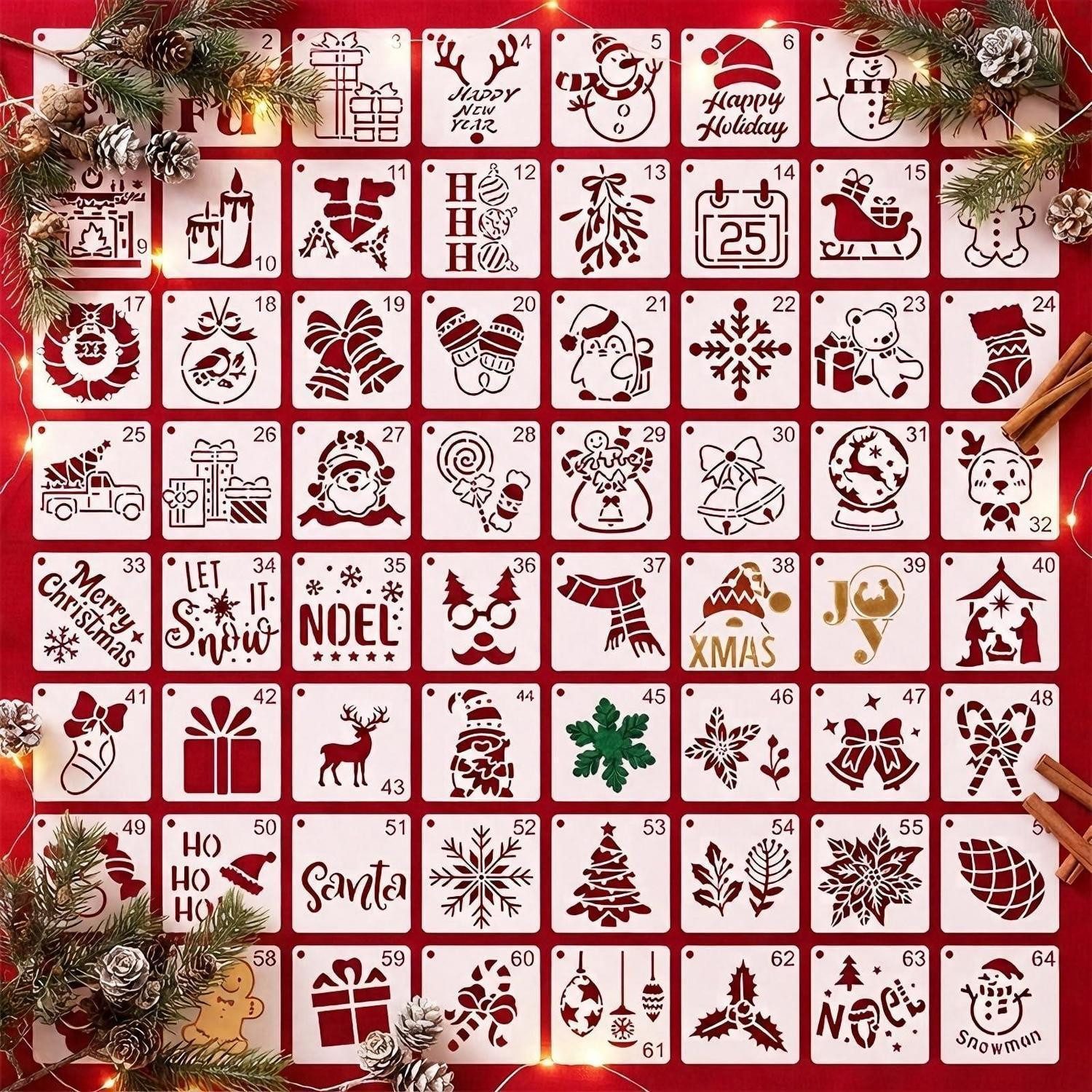 LuxusKollektion Motivschablone Weihnachts Schablonen 64 Stück 7.6x7.6cm