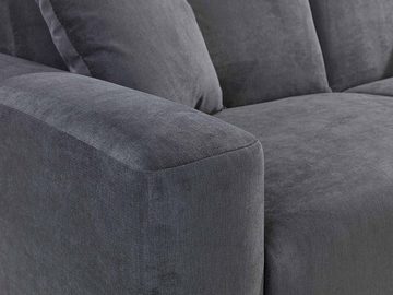 Iwaniccy 3-Sitzer Sofa JULIA, B 201 cm, Grau, Mikrofaserbezug, mit 2 Zierkissen