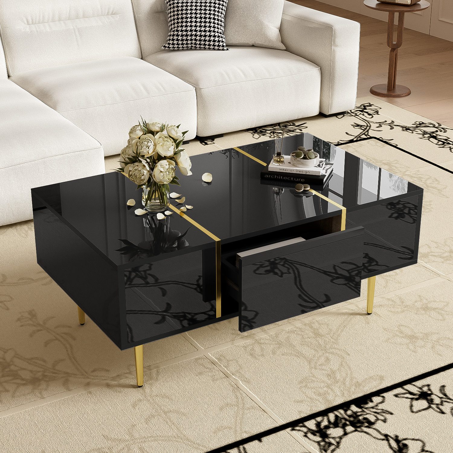 STILVORA Sideboard Hochglanz-Couchtisch mit Stauraum Beistelltisch günstig online kaufen