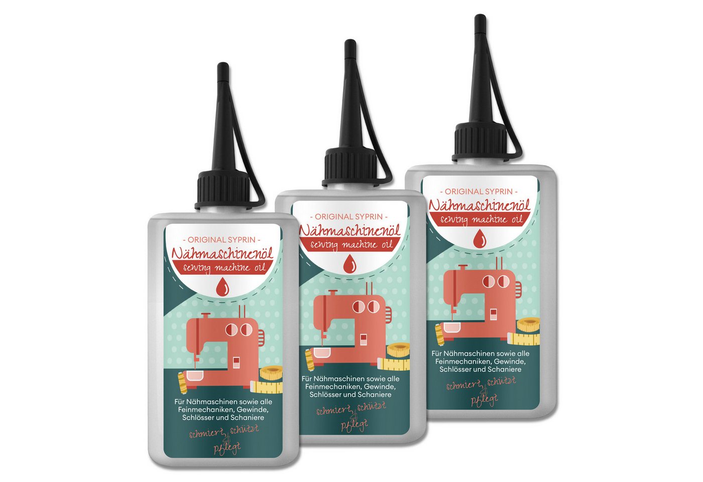 Original Syprin Feinmechaniköl Premium Nähmaschinenöl, Harz- & Säurefrei, Universal, 300 ml, (3-St., Harz- & Säurefrei, Ideal für feinmechanische Komponenten 100 ml), Harz- und säurefrei