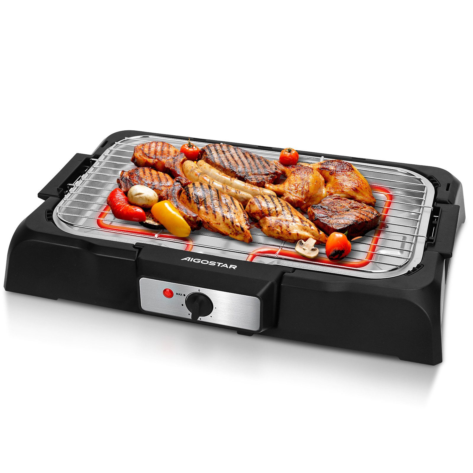 Aigostar Tischgrill Rauchfreier Tischgrill Barbecue Elektrogrill Elektrischer BBQ 2000 W, 2000 W
