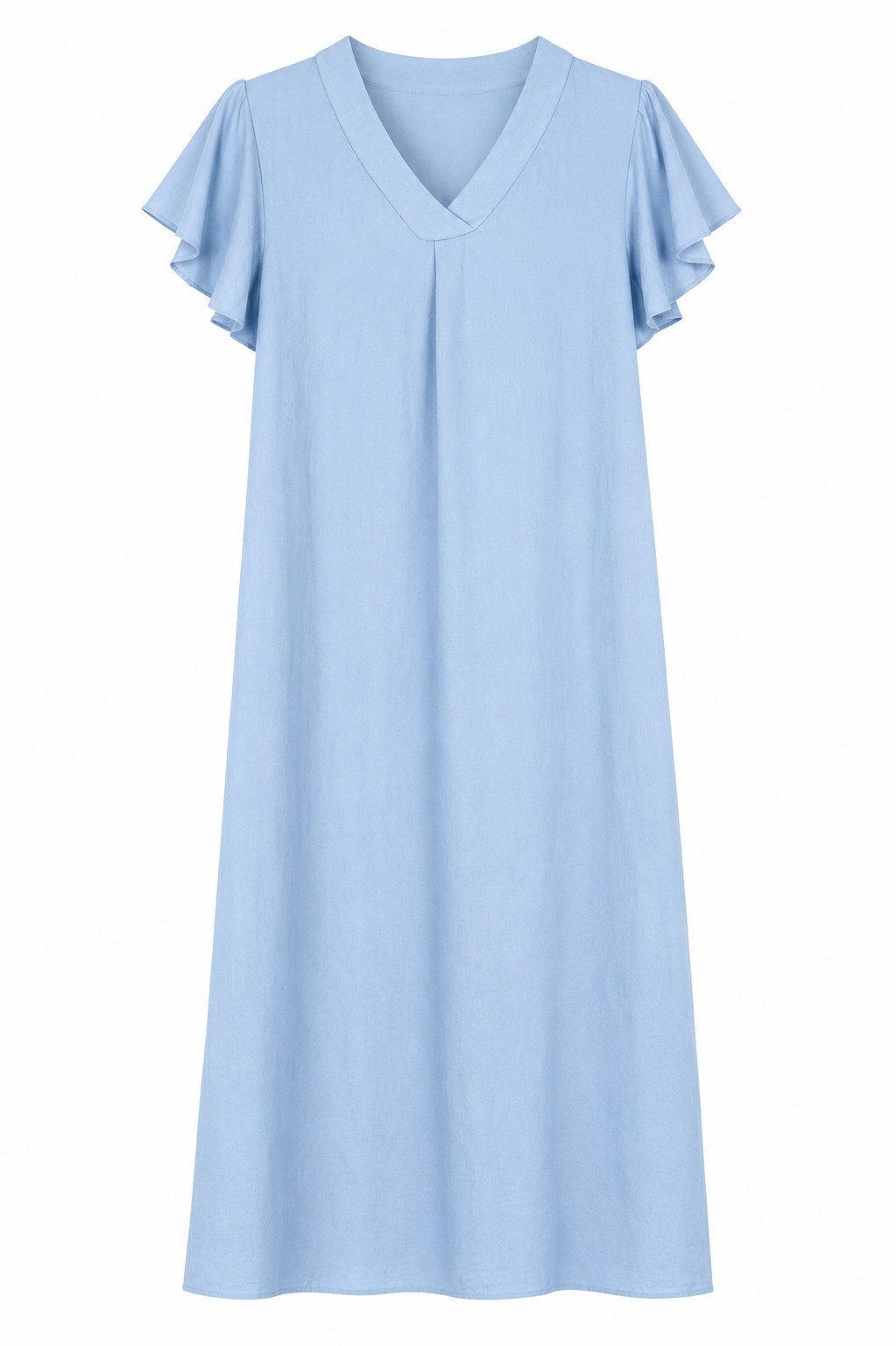 ITALY VIBES Sommerkleid - luftiges Blusenkleid - Leinenkleid mit V-Ausschnitt - Damen Kleid