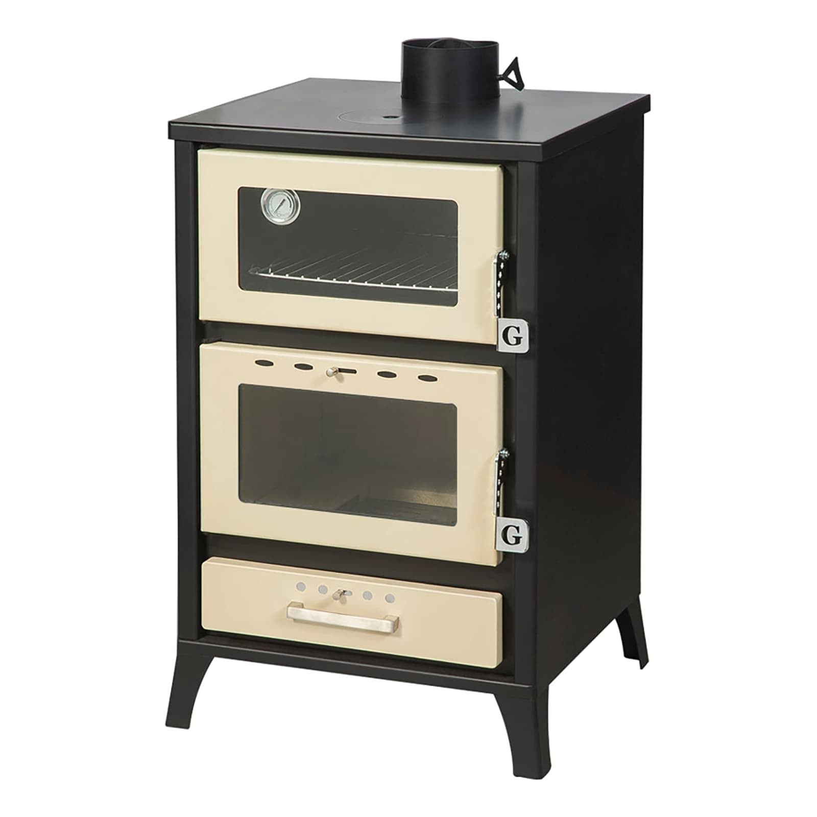 Gekas Kaminofen Holzofen mit Pizzafach / Backfach mit 22 kW, 120 bis 200m² Wohnfläche, 22 kW, Holzöfen, Kaminöfen, (große Räume, MG 500), Stahl
